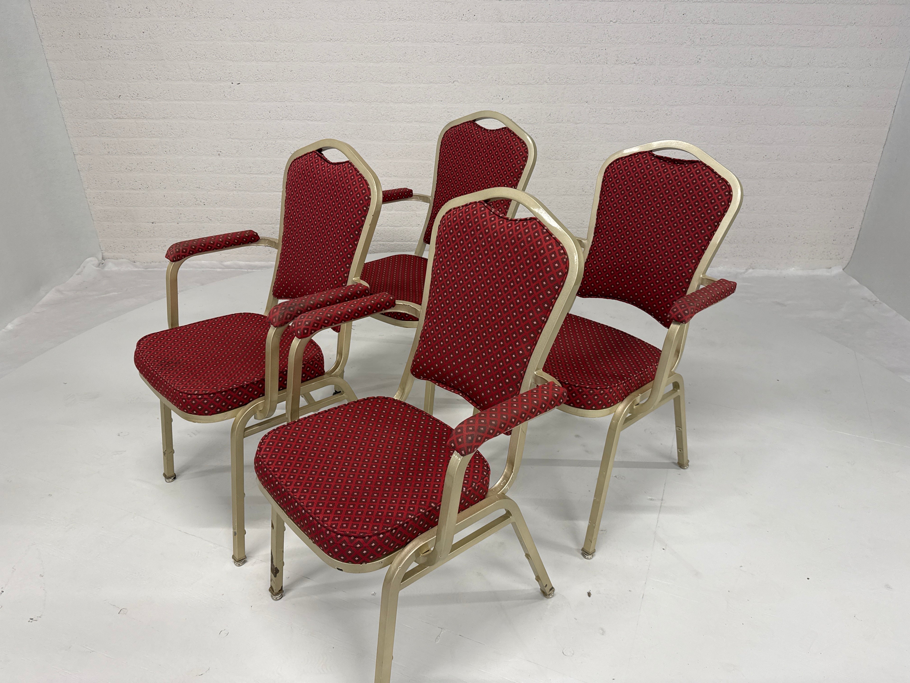 Metalen theater stoelen set 4 stuks