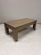 Eiken salontafel op wielen met lade