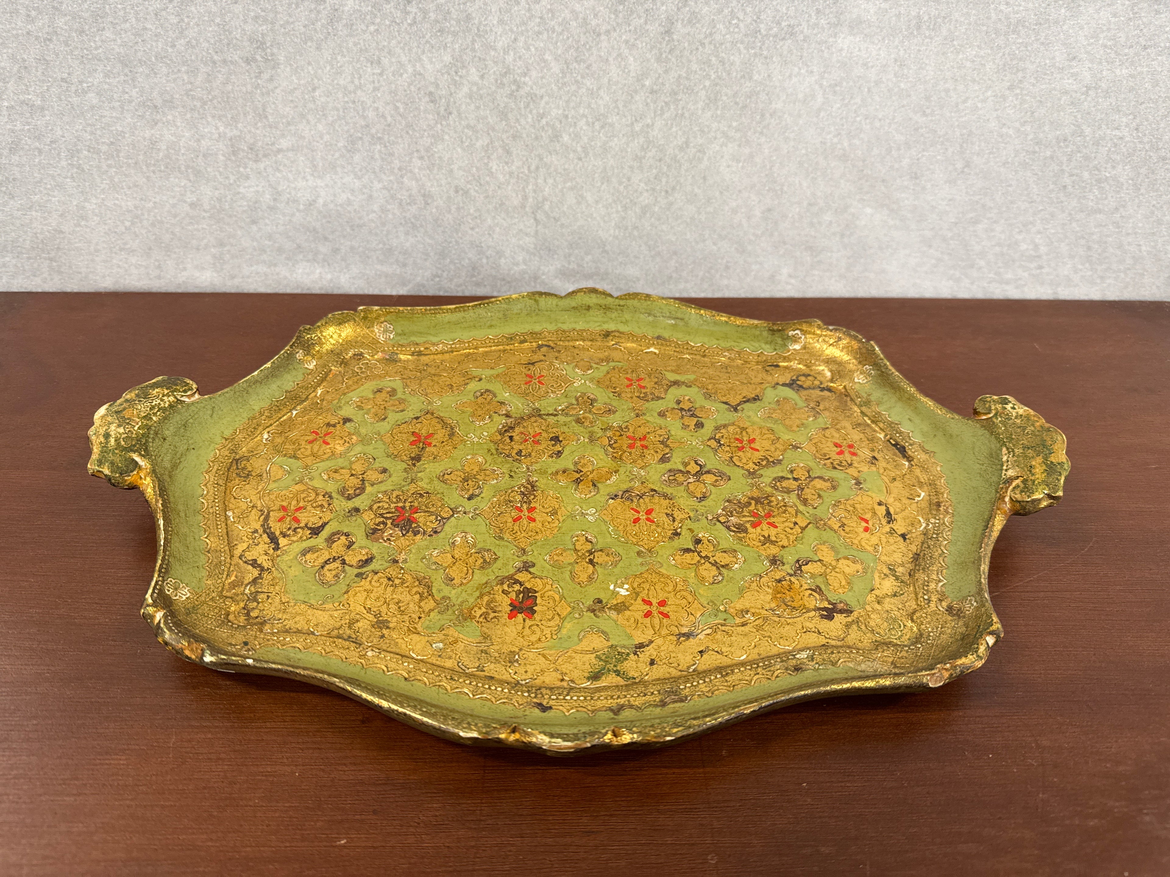 Dienblad hout groen goud