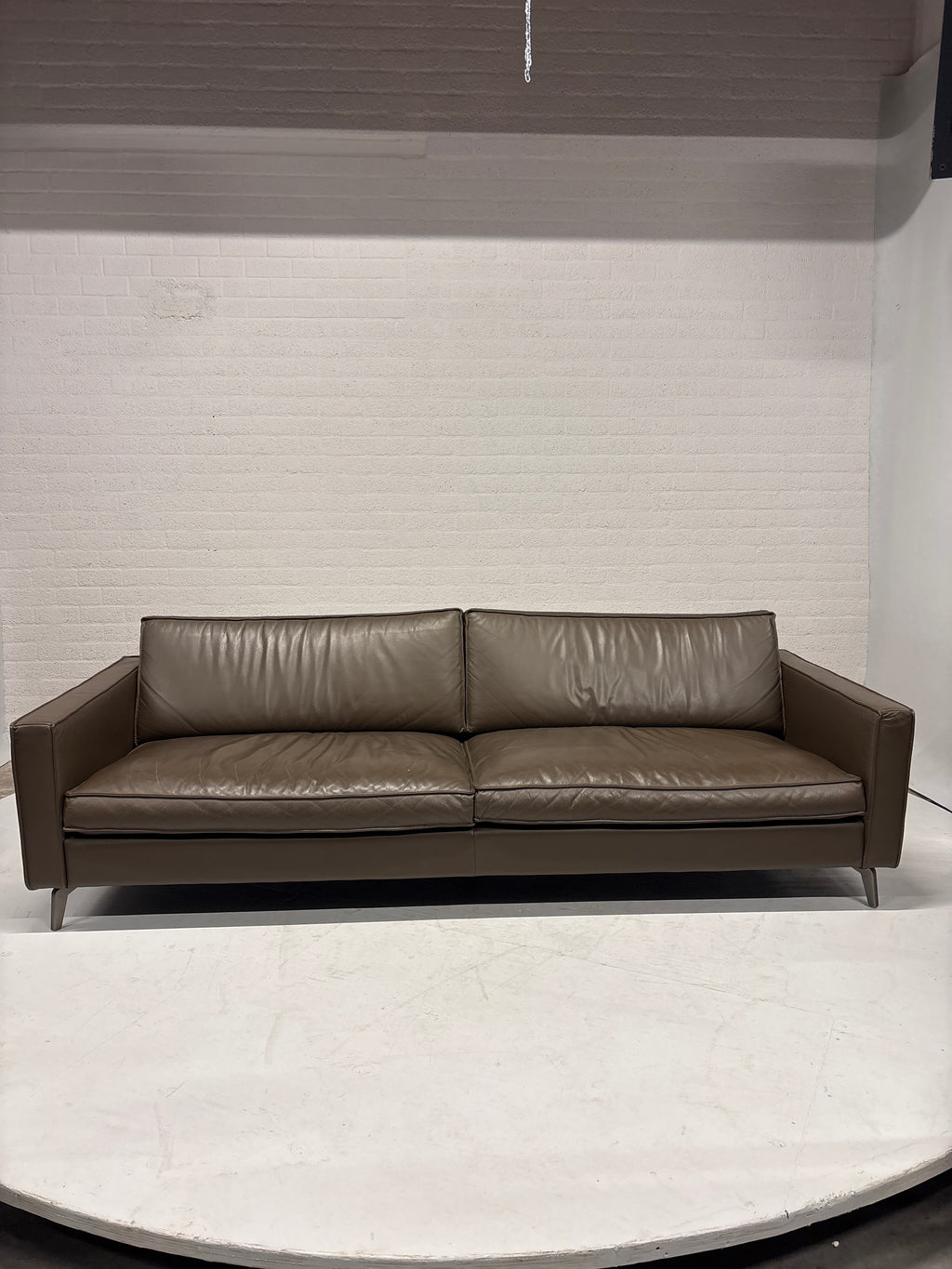 Riante bruin/taupe leren bank