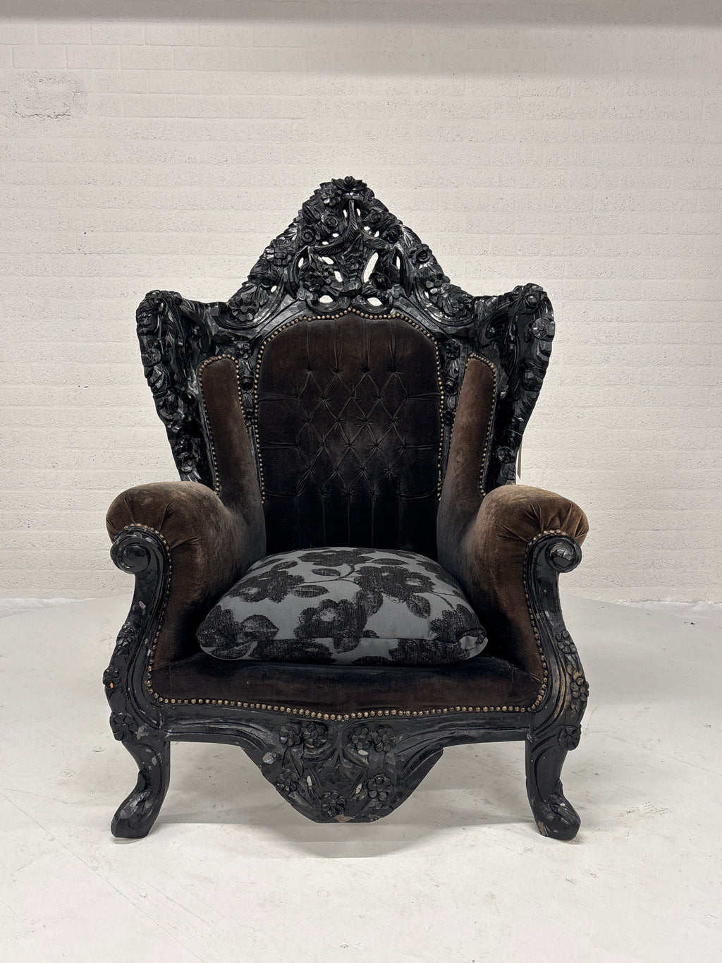 Rococo barok troonstoel zwart