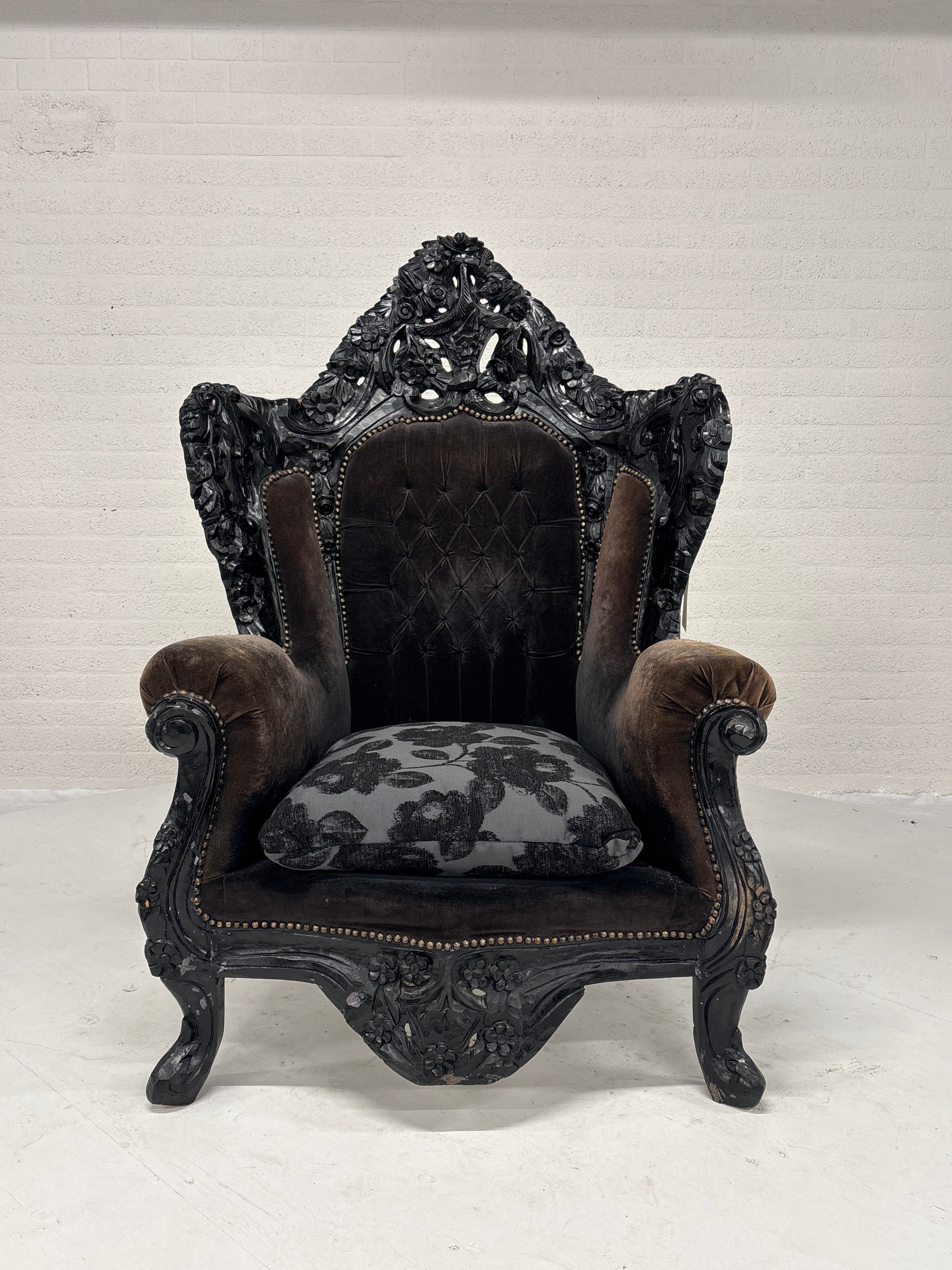 Rococo barok troonstoel zwart