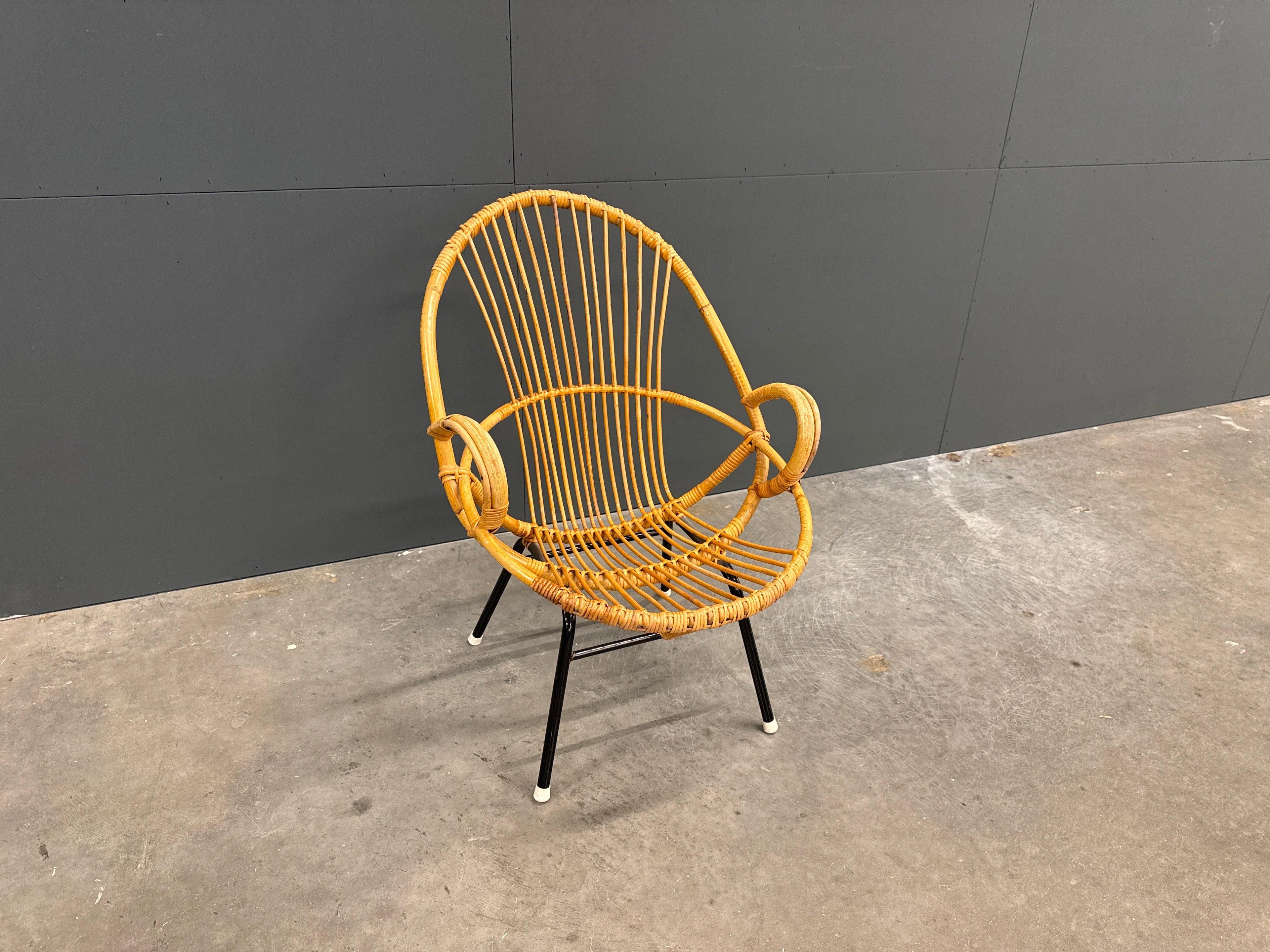 VIntage Rotan Spijlstoel met leuning