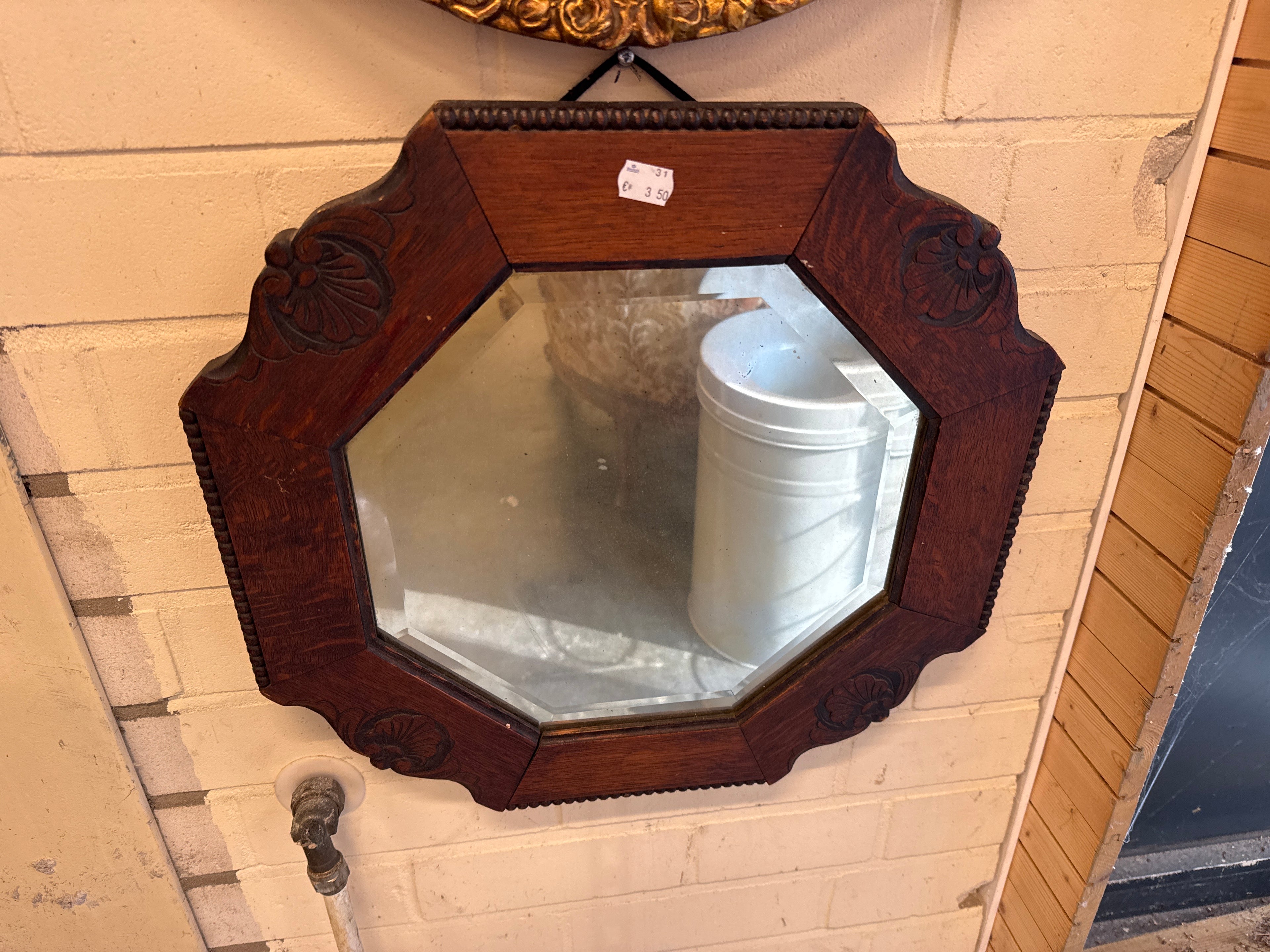 Spiegel hout achthoek