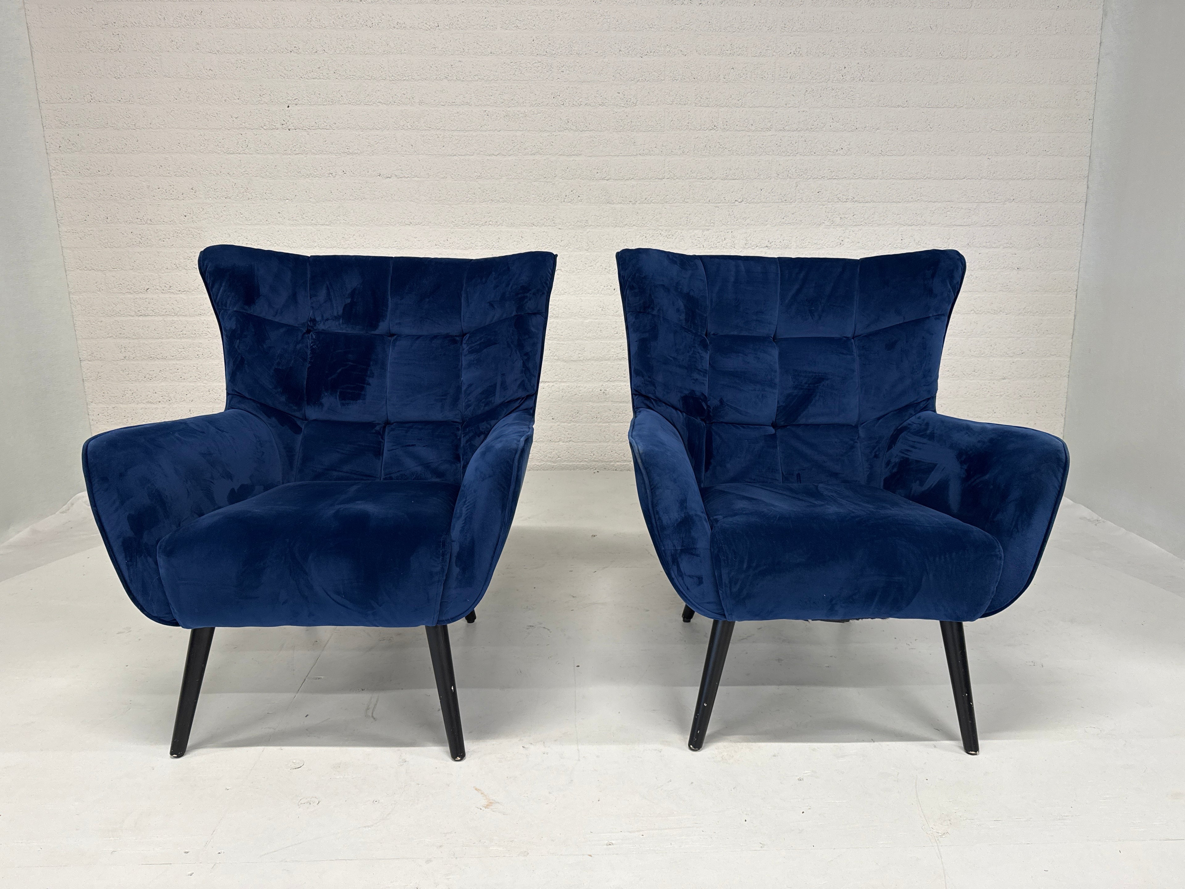 Koningsblauwe fauteuils per stuk
