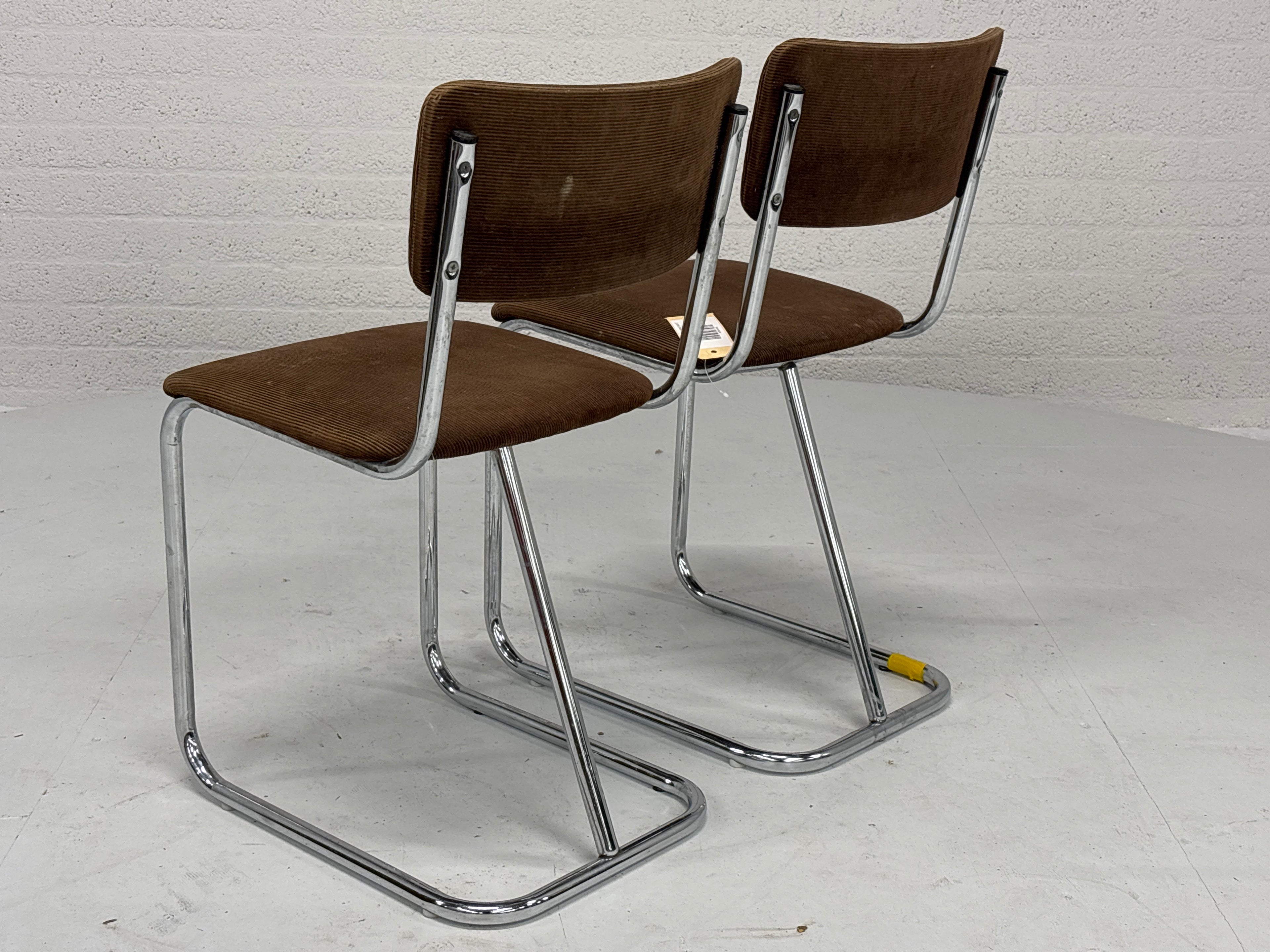 Buizen stoel bruine ribstof set 2