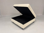 Hocker stof creme op wielen