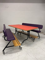 Stoere set 2 kinderbanken, tafel op wielen