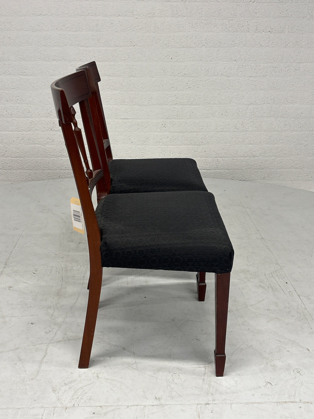 Eetkamerstoelen set 2 hout zwarte stof