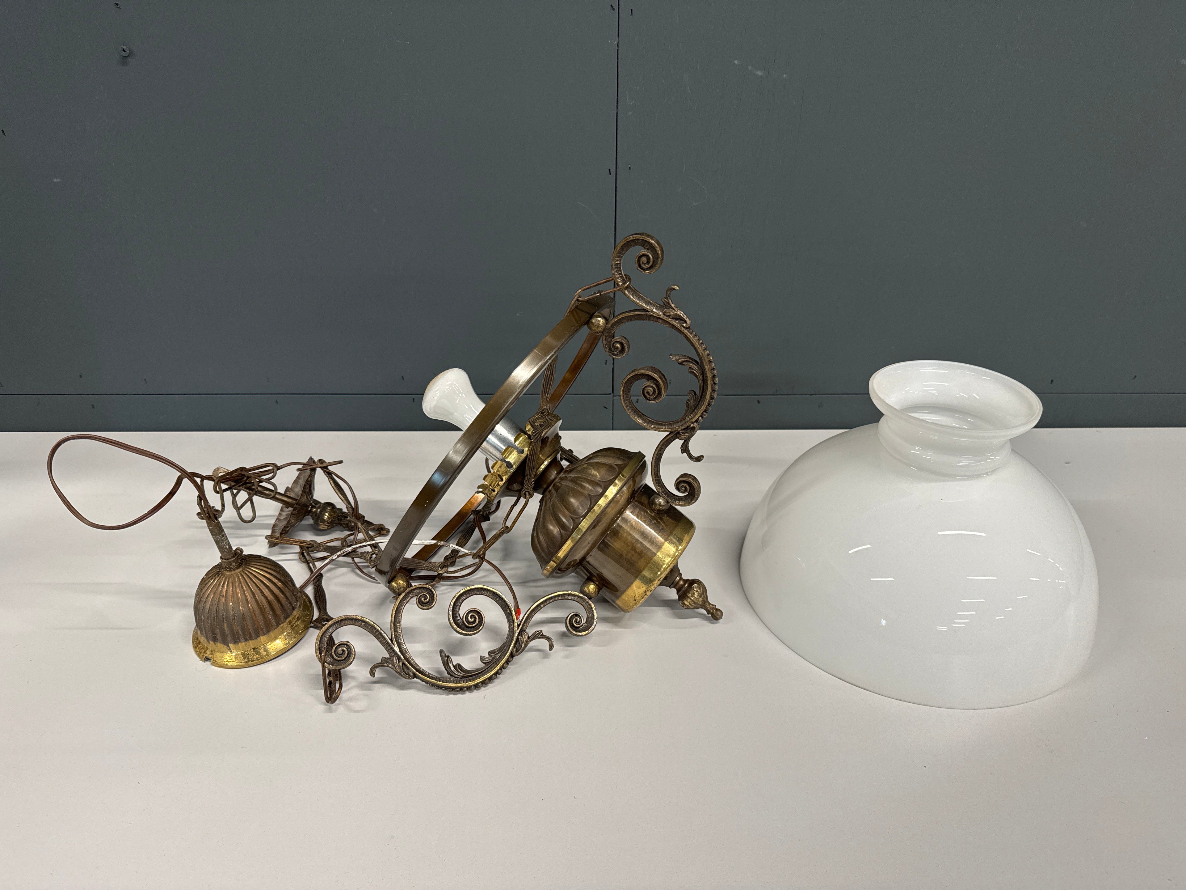 Hanglamp metaal wit glas