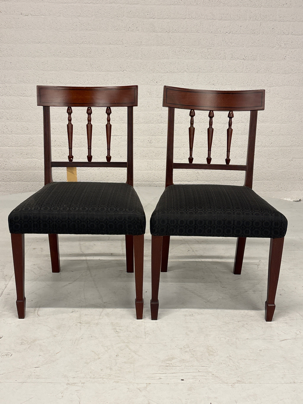 Eetkamerstoelen set 2 hout zwarte stof