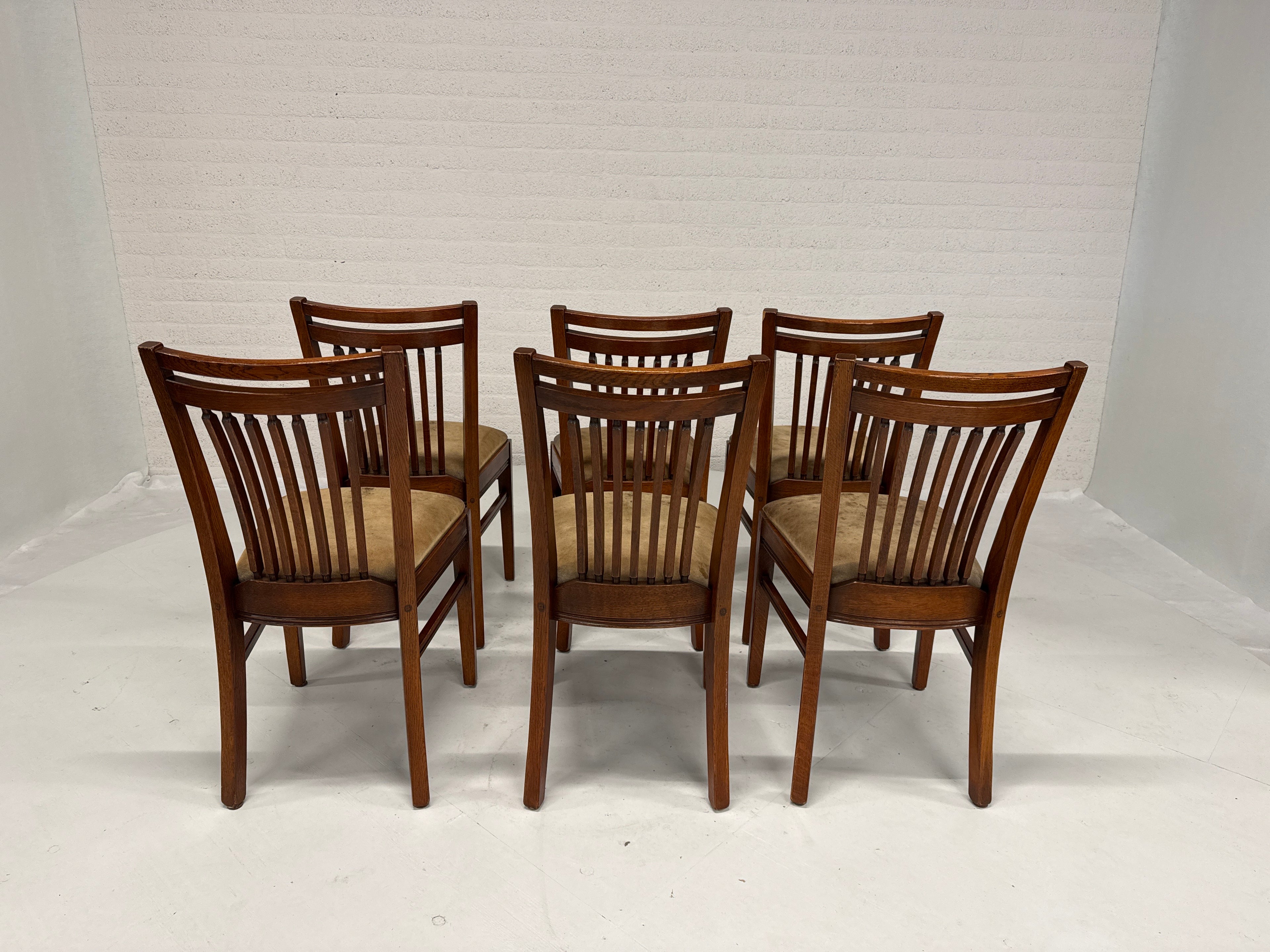 Set 6 kwaliteit Bannink eetkamer stoelen met leer