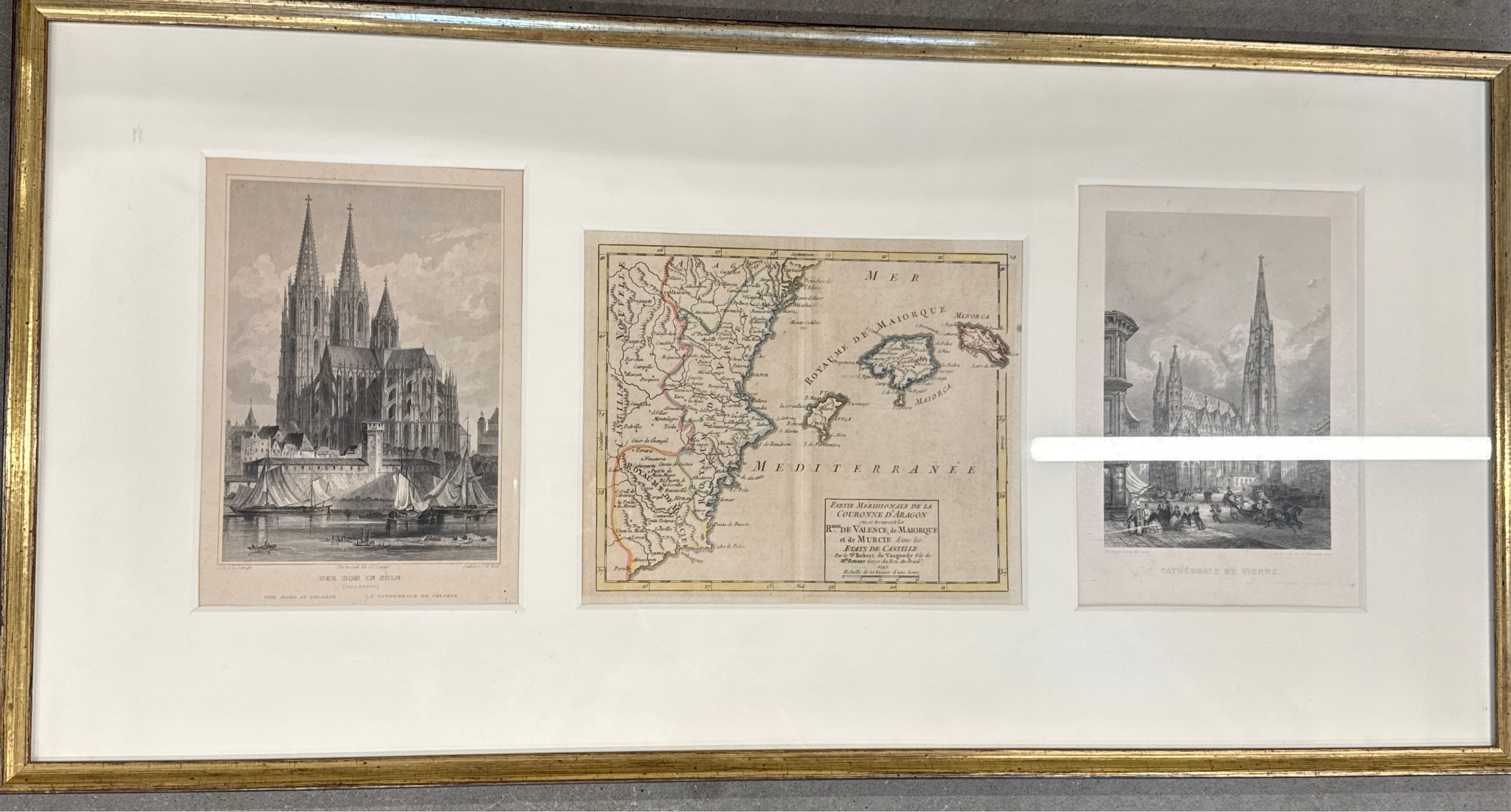 Steendruk en kaart in midden kopergravure