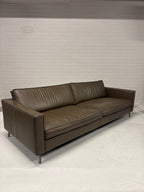 Riante bruin/taupe leren bank