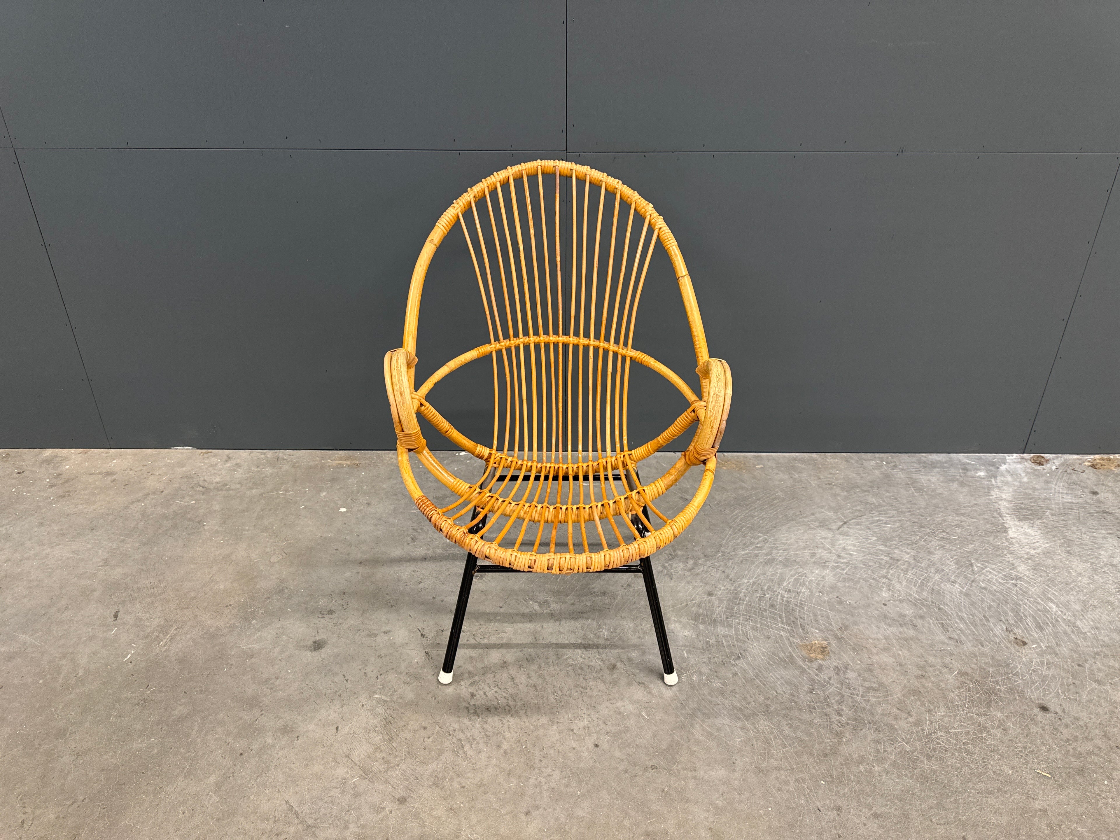 VIntage Rotan Spijlstoel met leuning