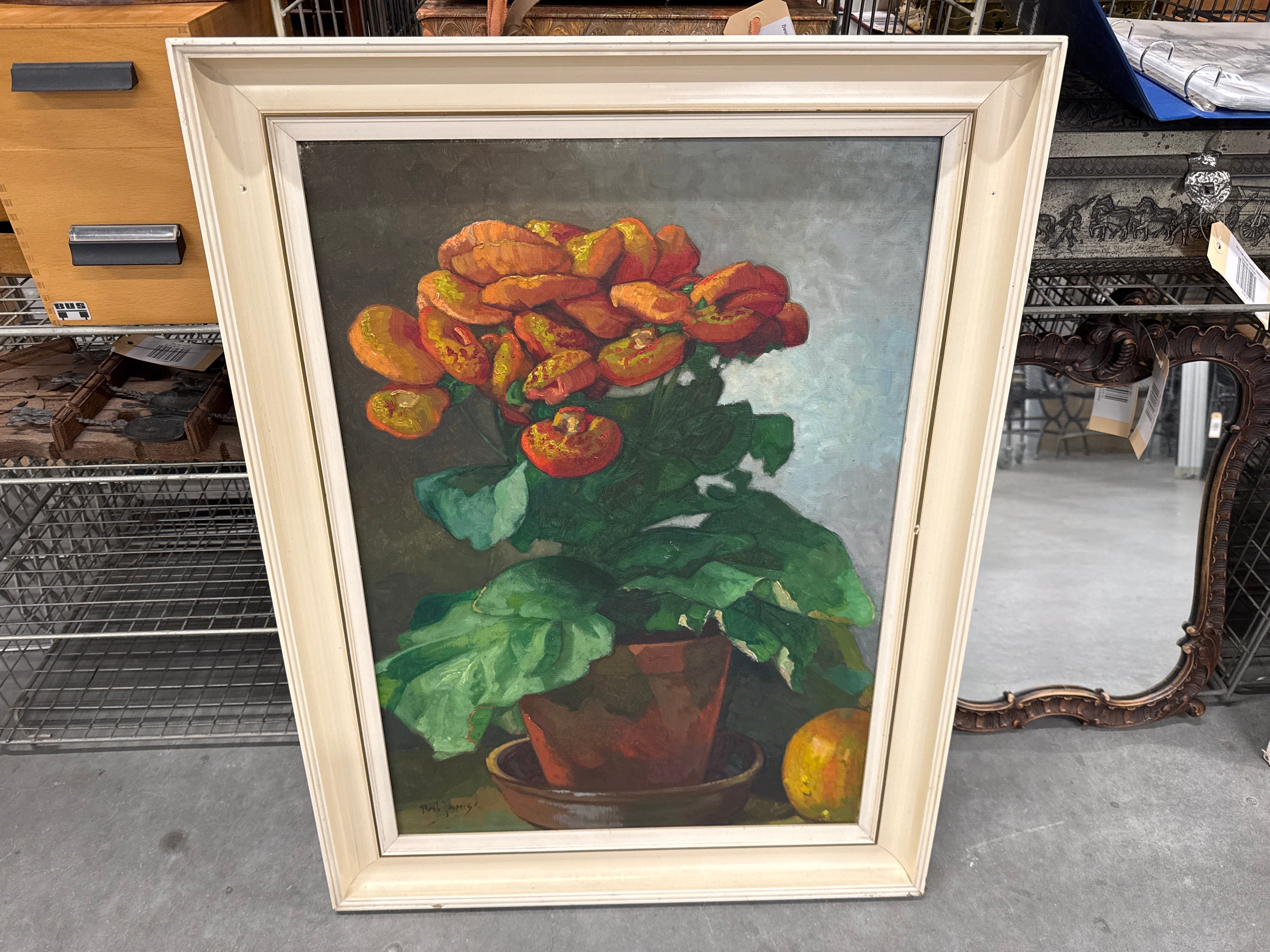 Schilderij bloem in pot