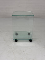 Bijzettafel glas op wielen