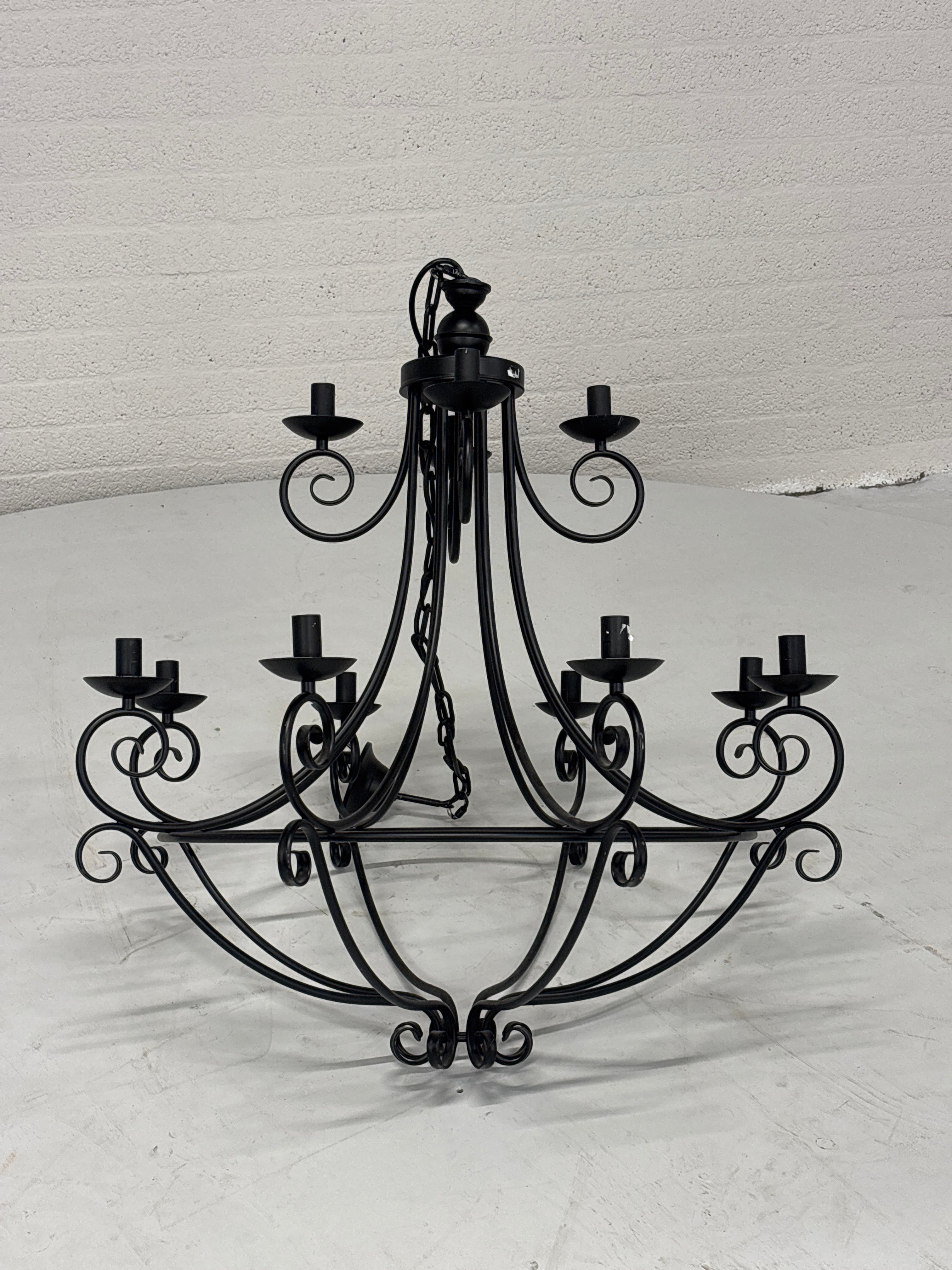 Kroonluchter zwart 12 lampjes