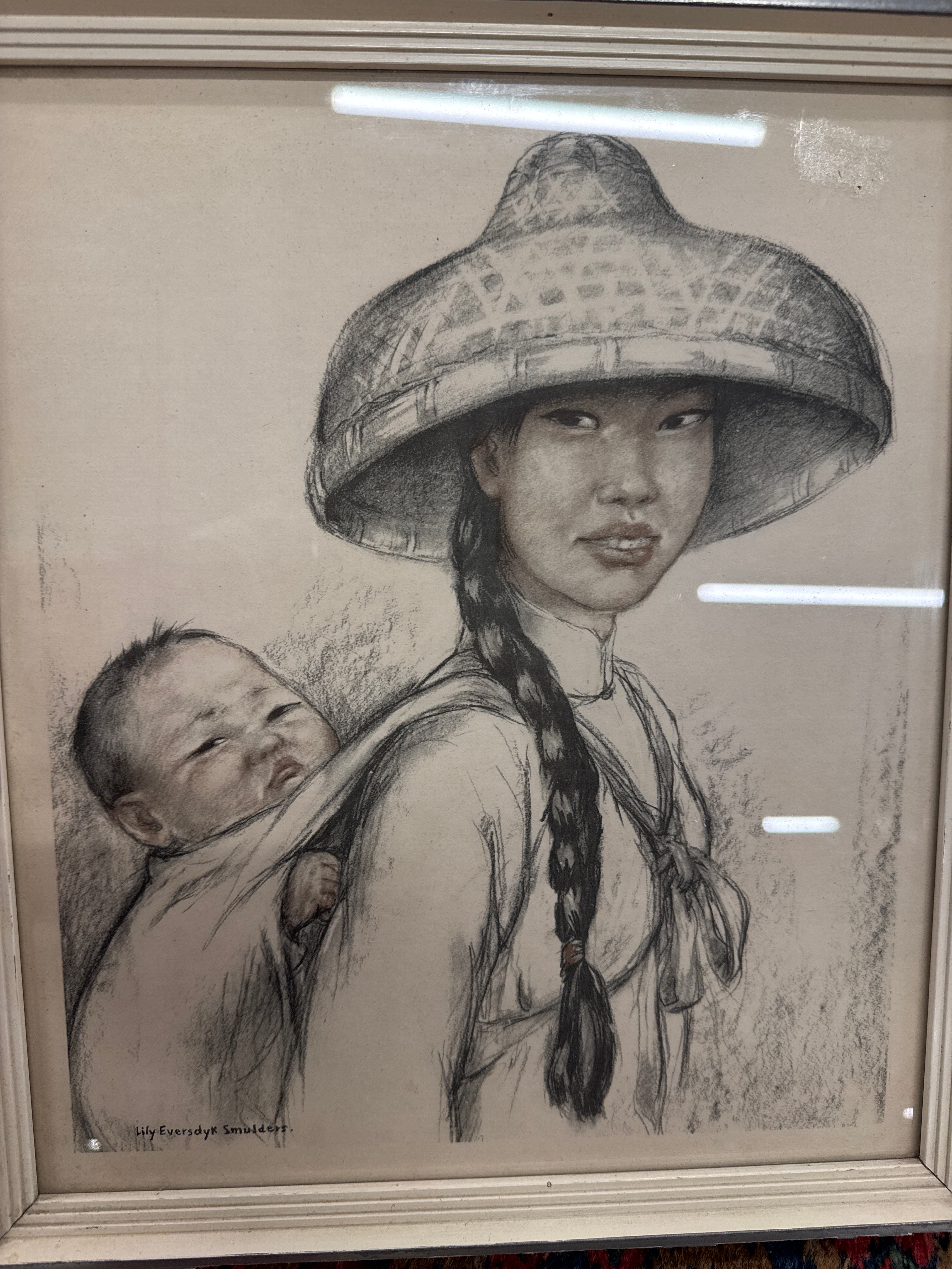 Litho moeder en kind