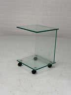 Bijzettafel glas op wielen