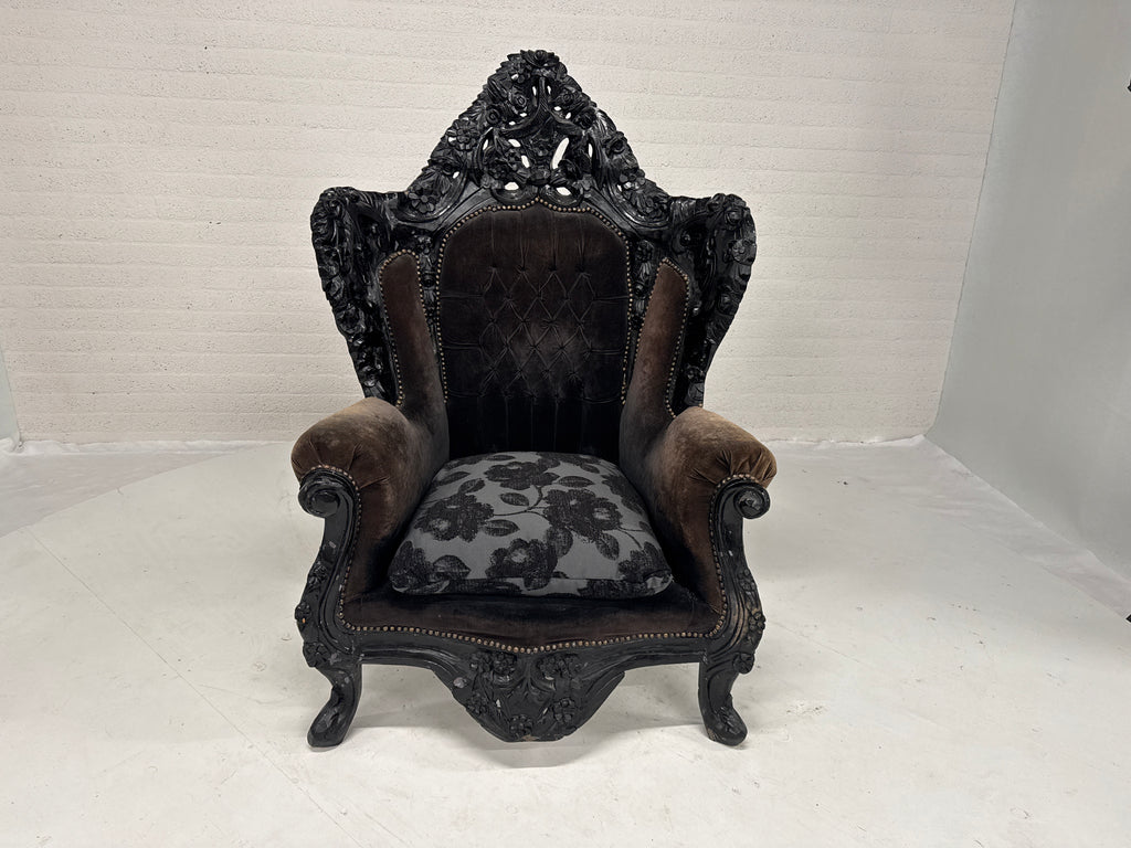 Rococo barok troonstoel zwart