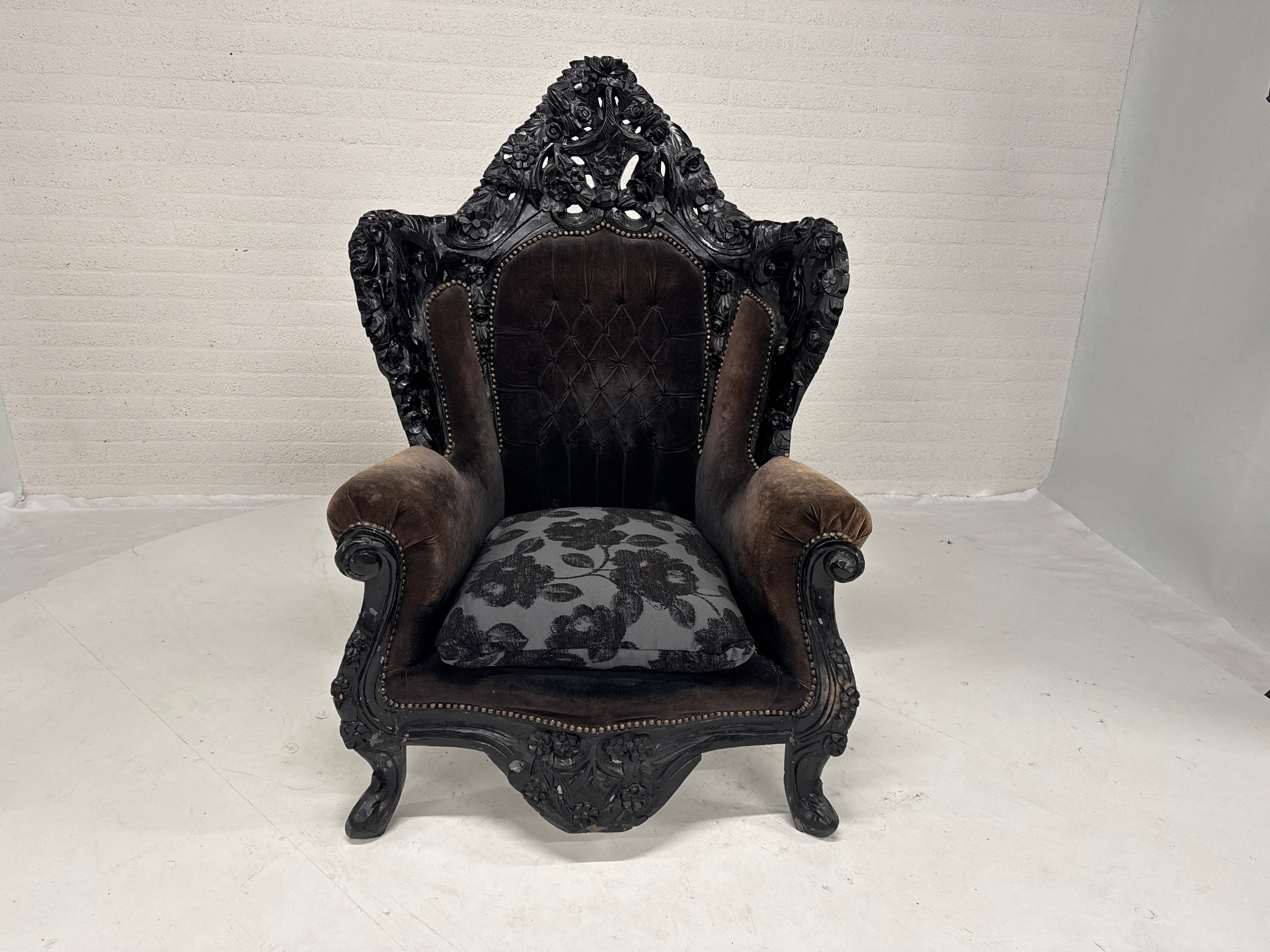 Rococo barok troonstoel zwart