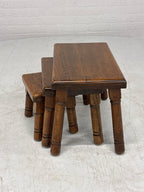 Robuuste massieve bijzettafel set van 3