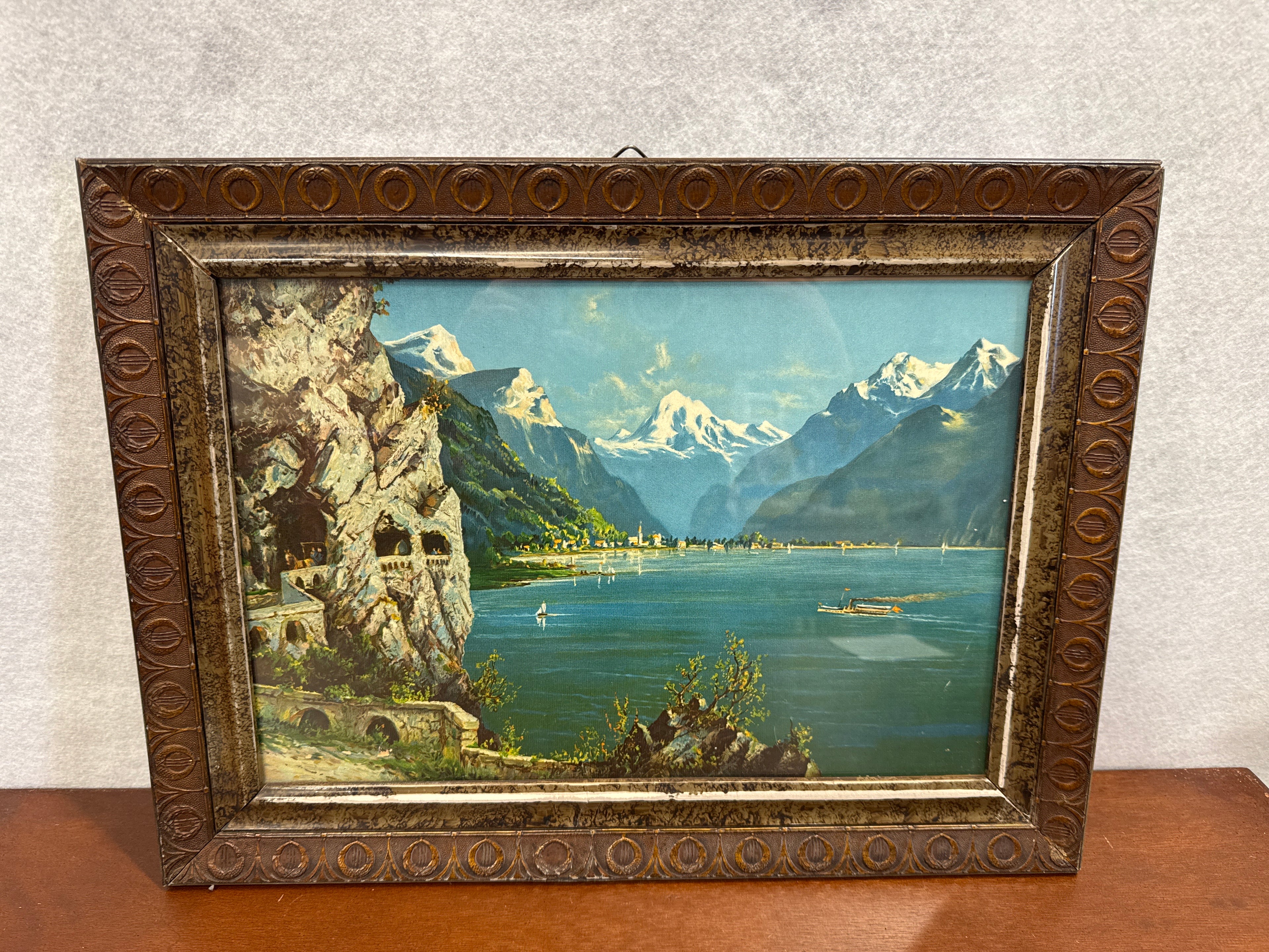 Lijst met prent meer in bergen