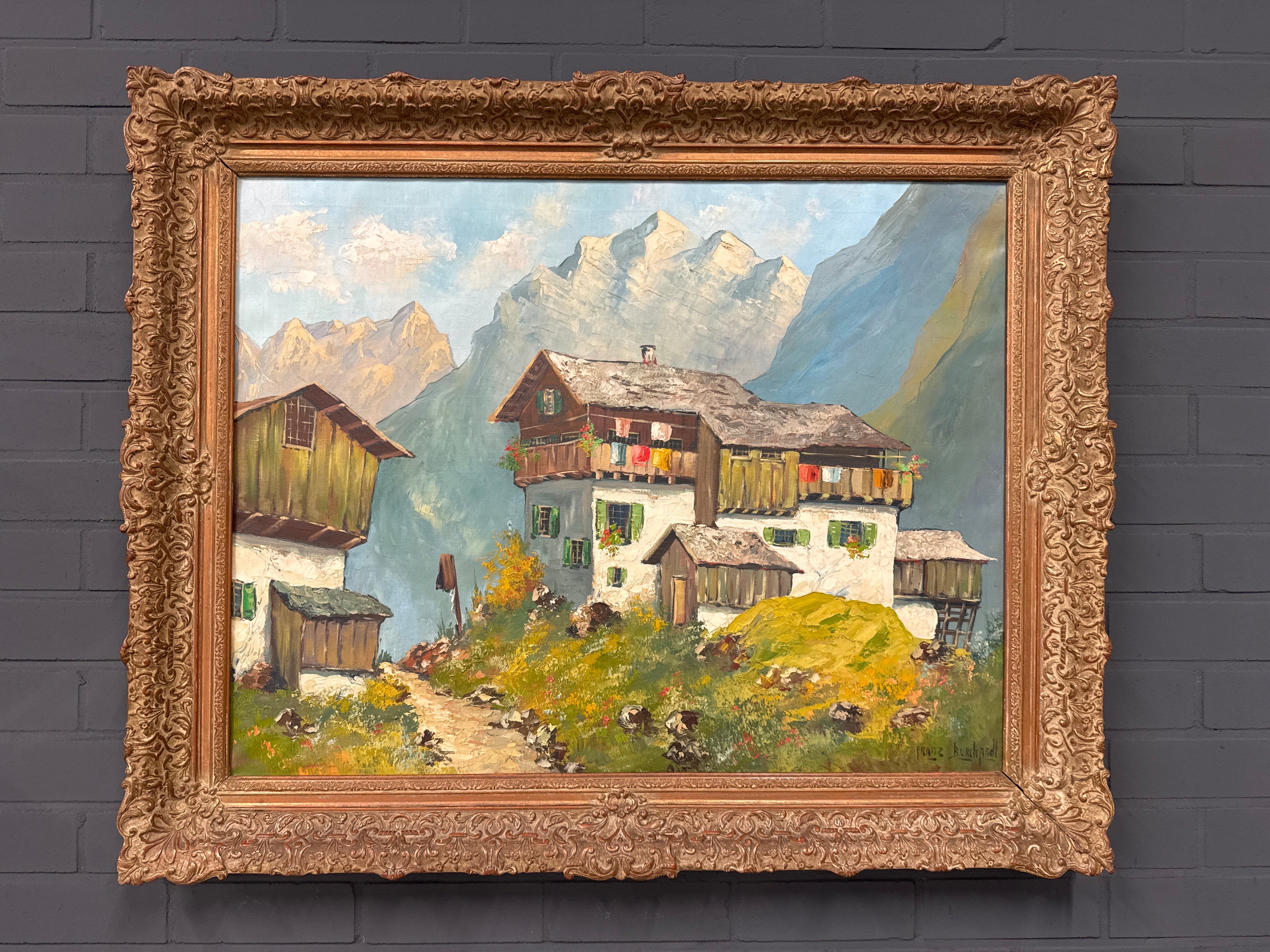 Schilderij alpen huis