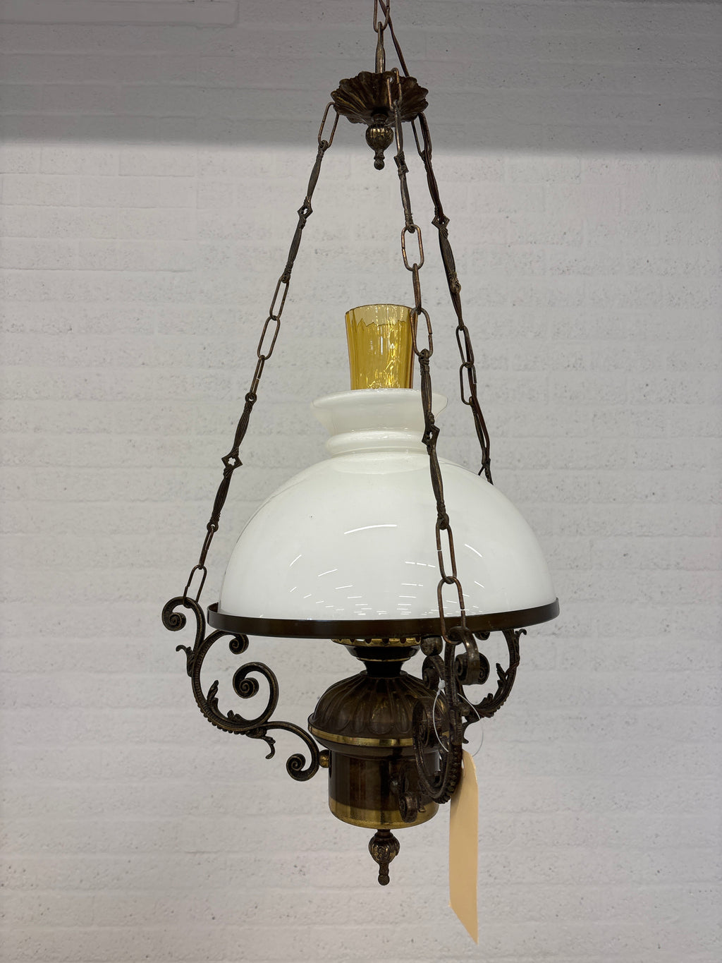 Hanglamp metaal wit glas