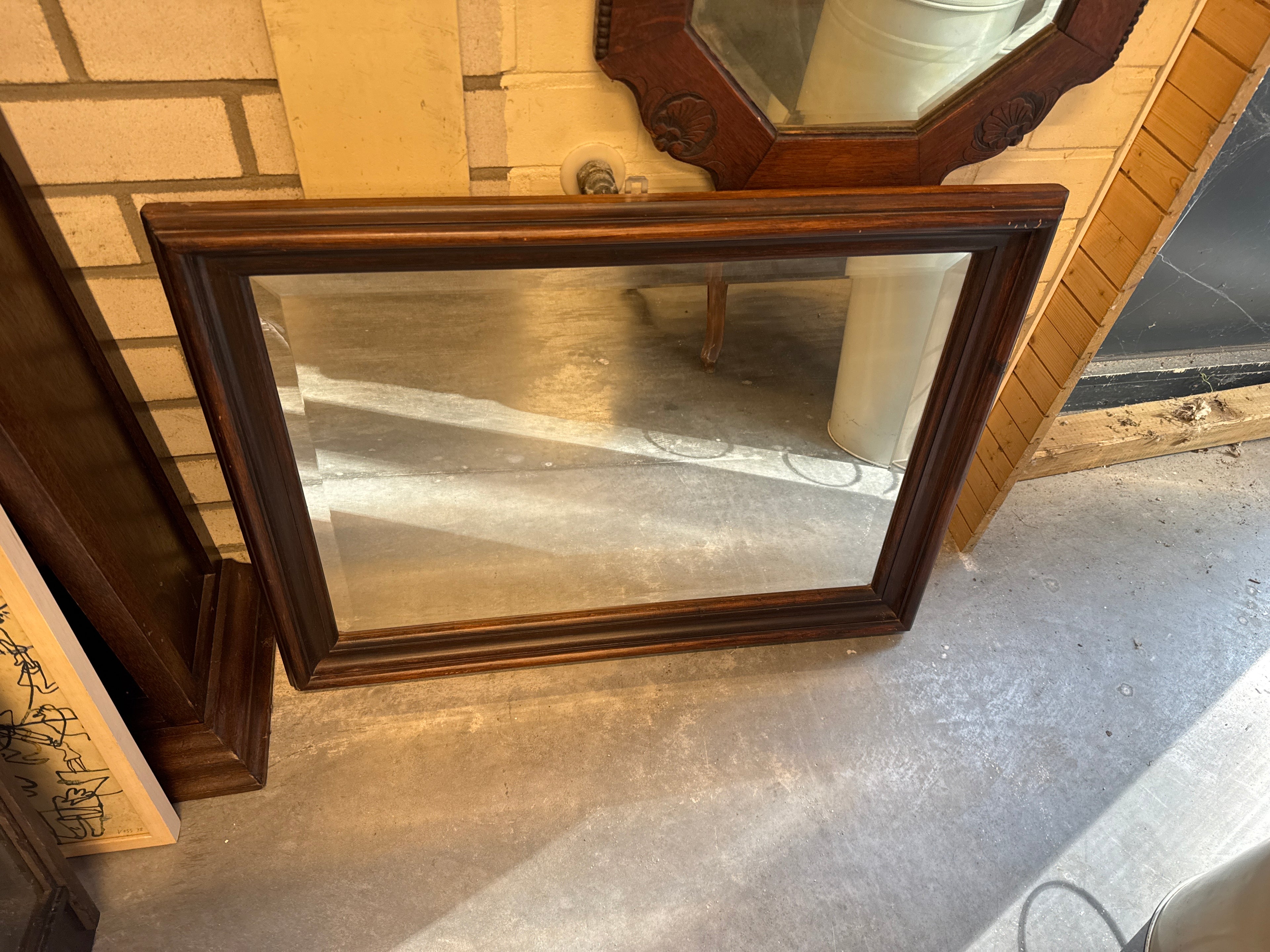 Spiegel hout facet rechthoek