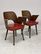 Setje van 2 stoelen met rode zitting