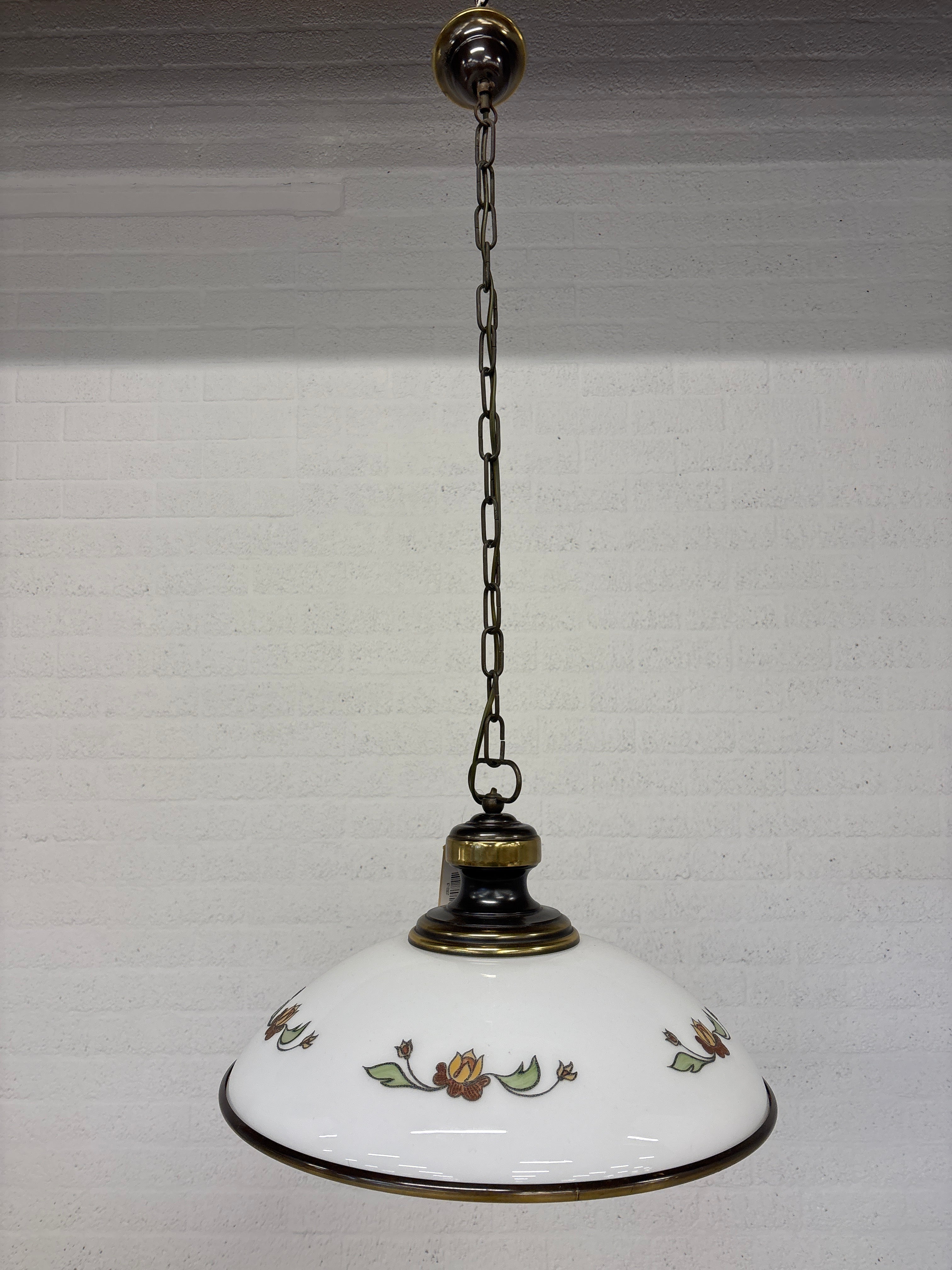 Keukenlamp wit glas met schildering