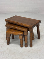 Robuuste massieve bijzettafel set van 3