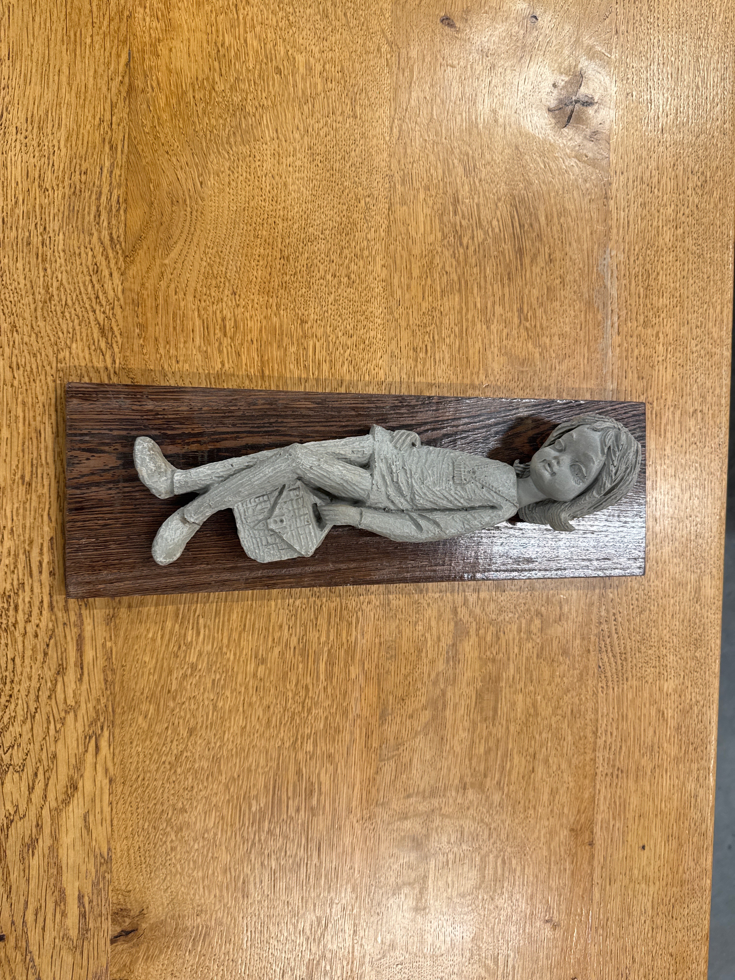 Beeld keramiek op hout 60s