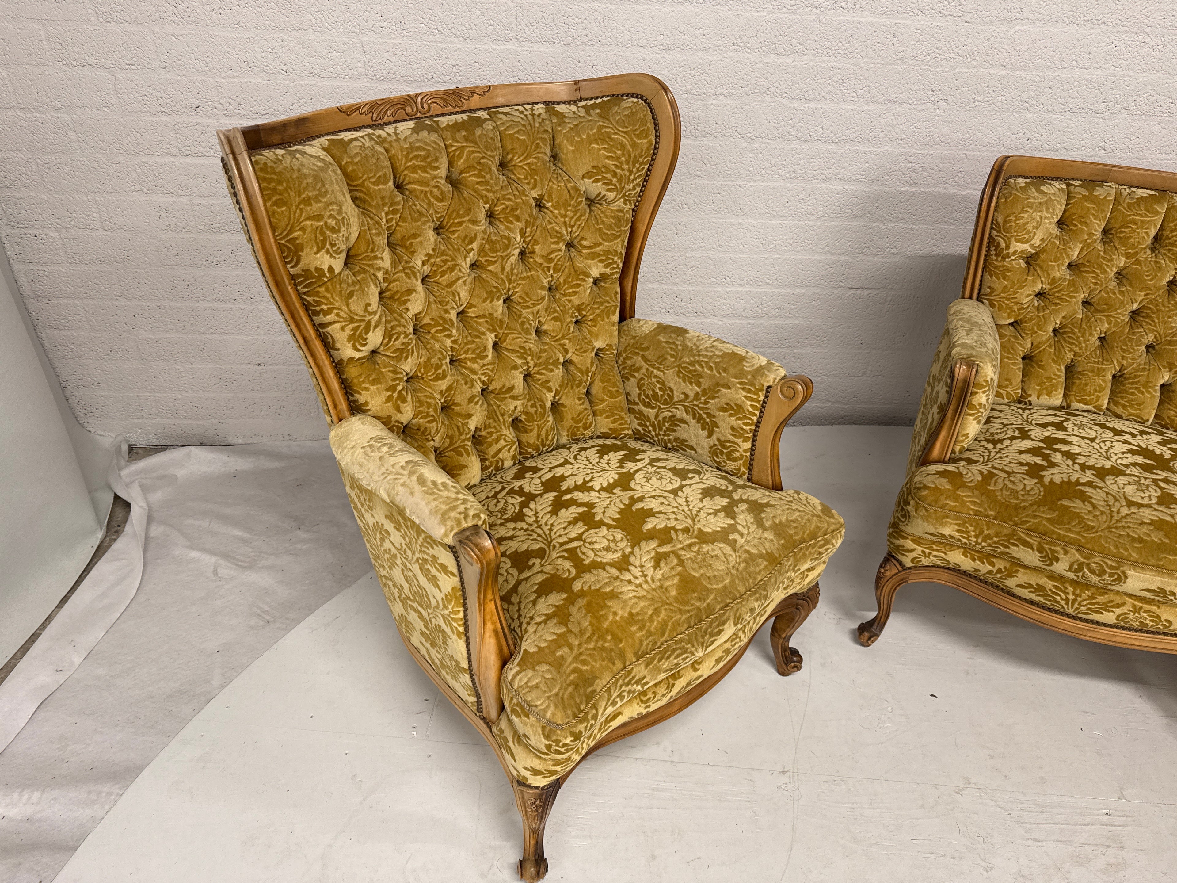 Barok bank set goudgeel