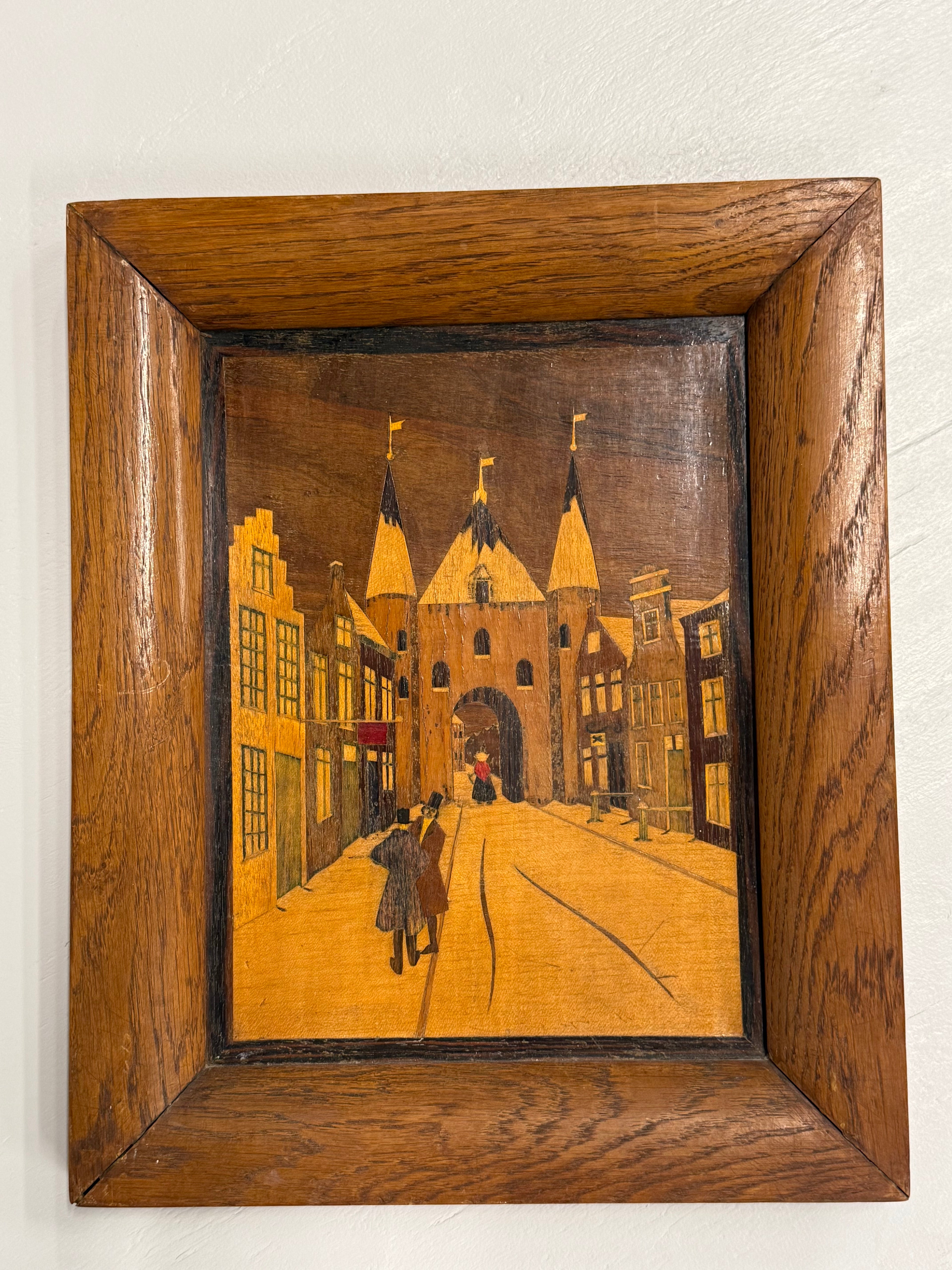 Houten inleg schilderij