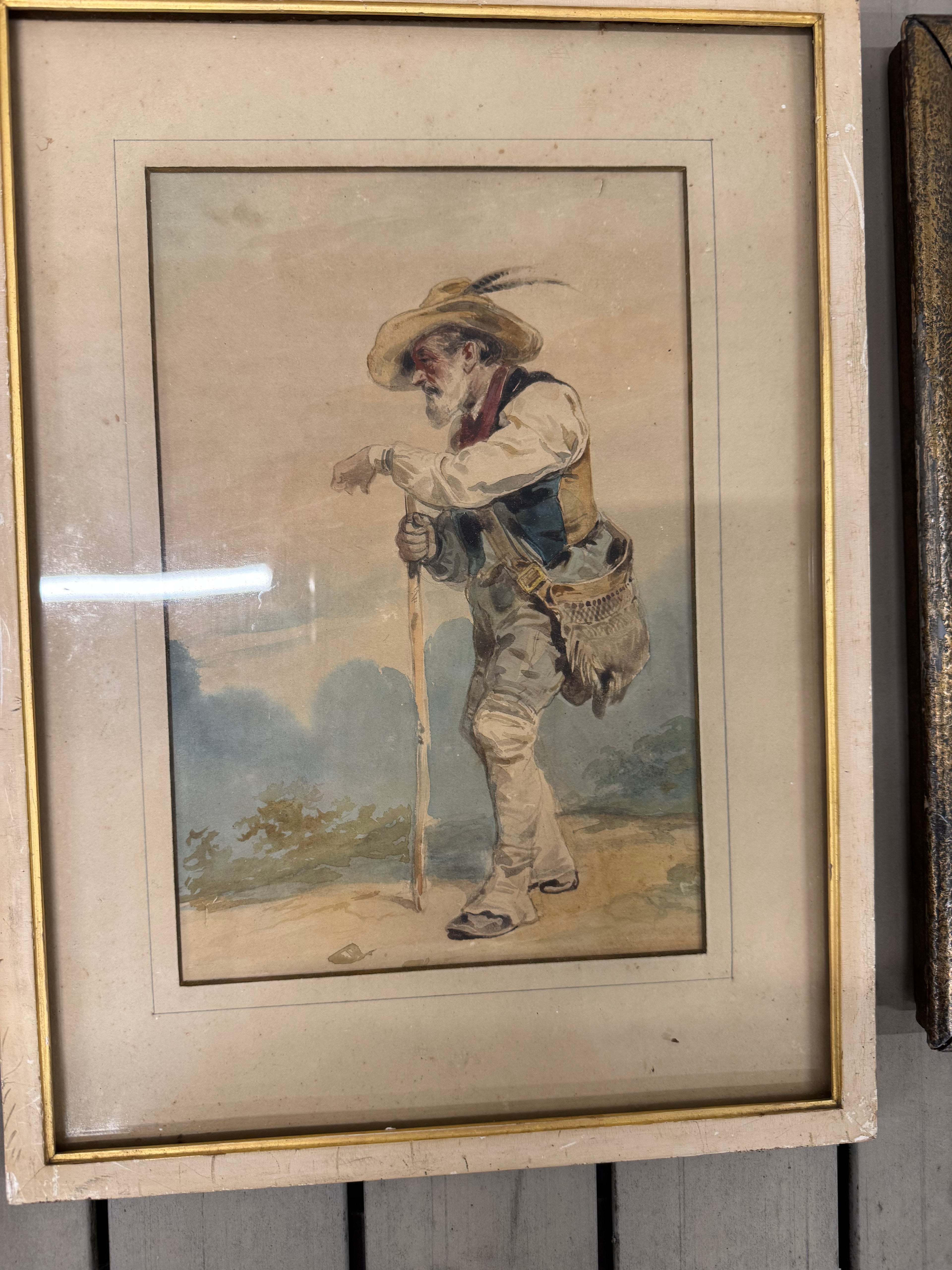 Aquarel reiziger 18e eeuw