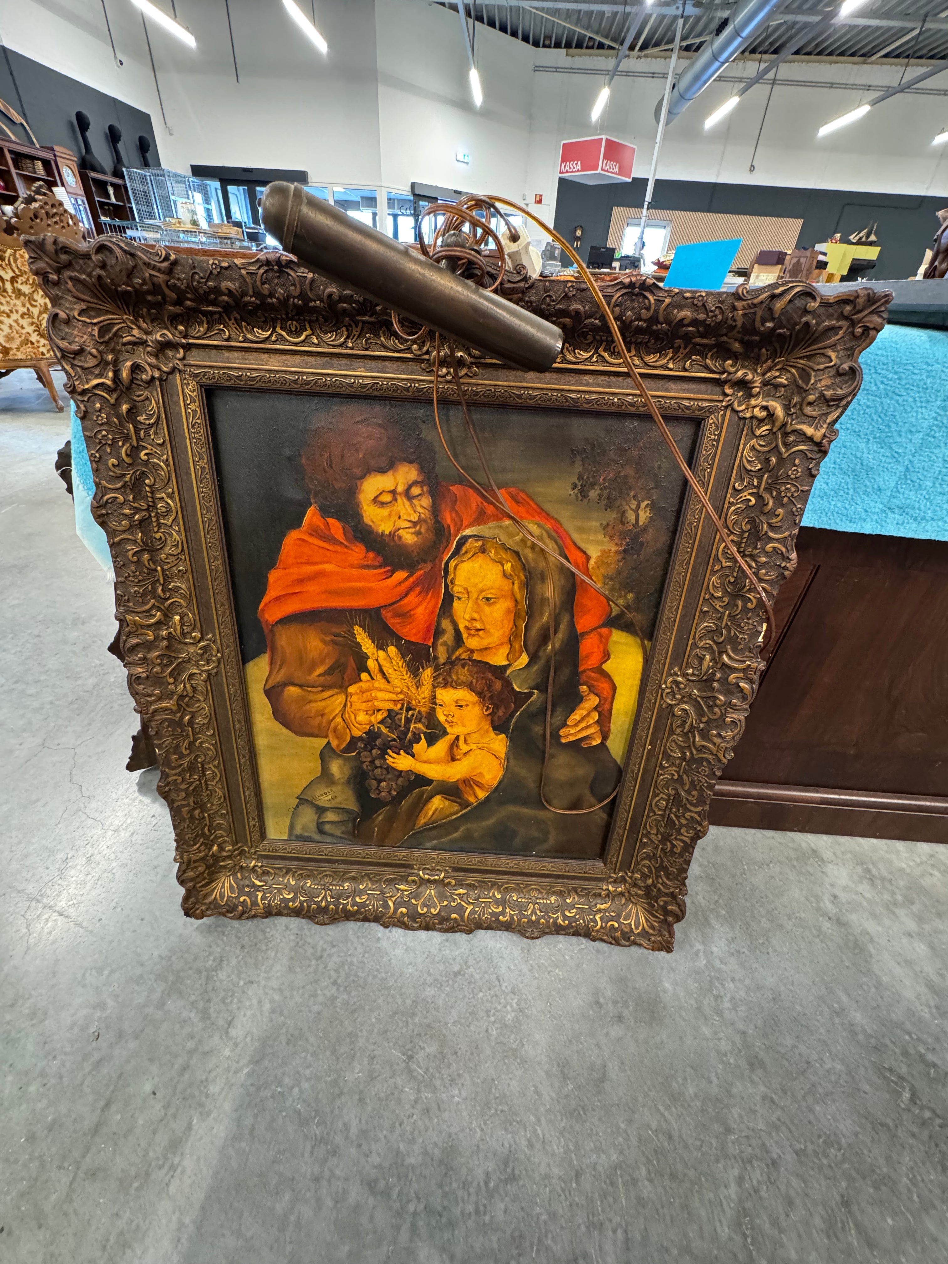 Schilderij met vintage lampje