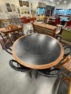 Ronde eettafel zwart ingelegd leer