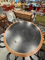 Ronde eettafel zwart ingelegd leer