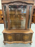 Mid century vitrinekast gebogen glas