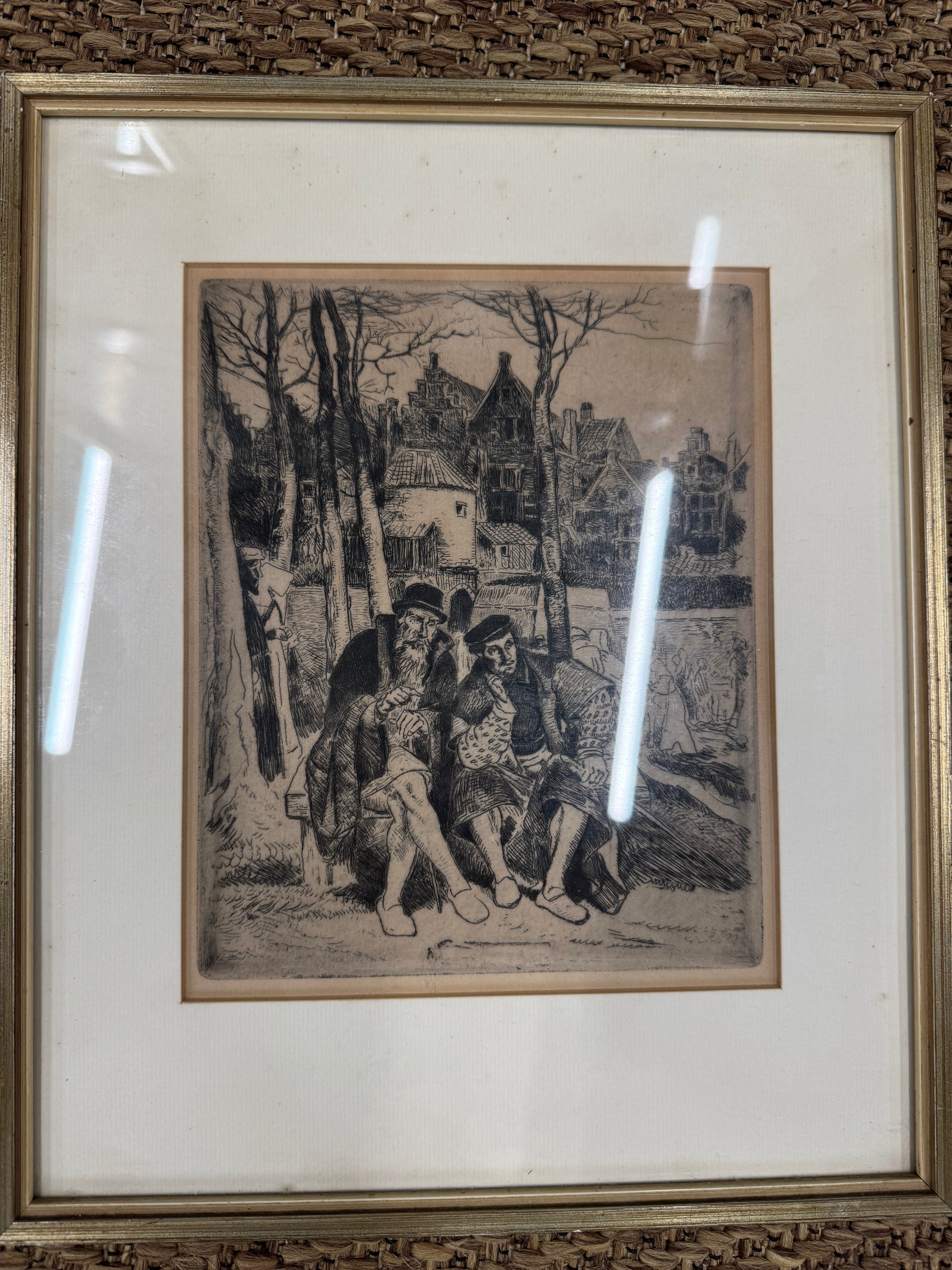 Ets aquatint Faust en Wagner