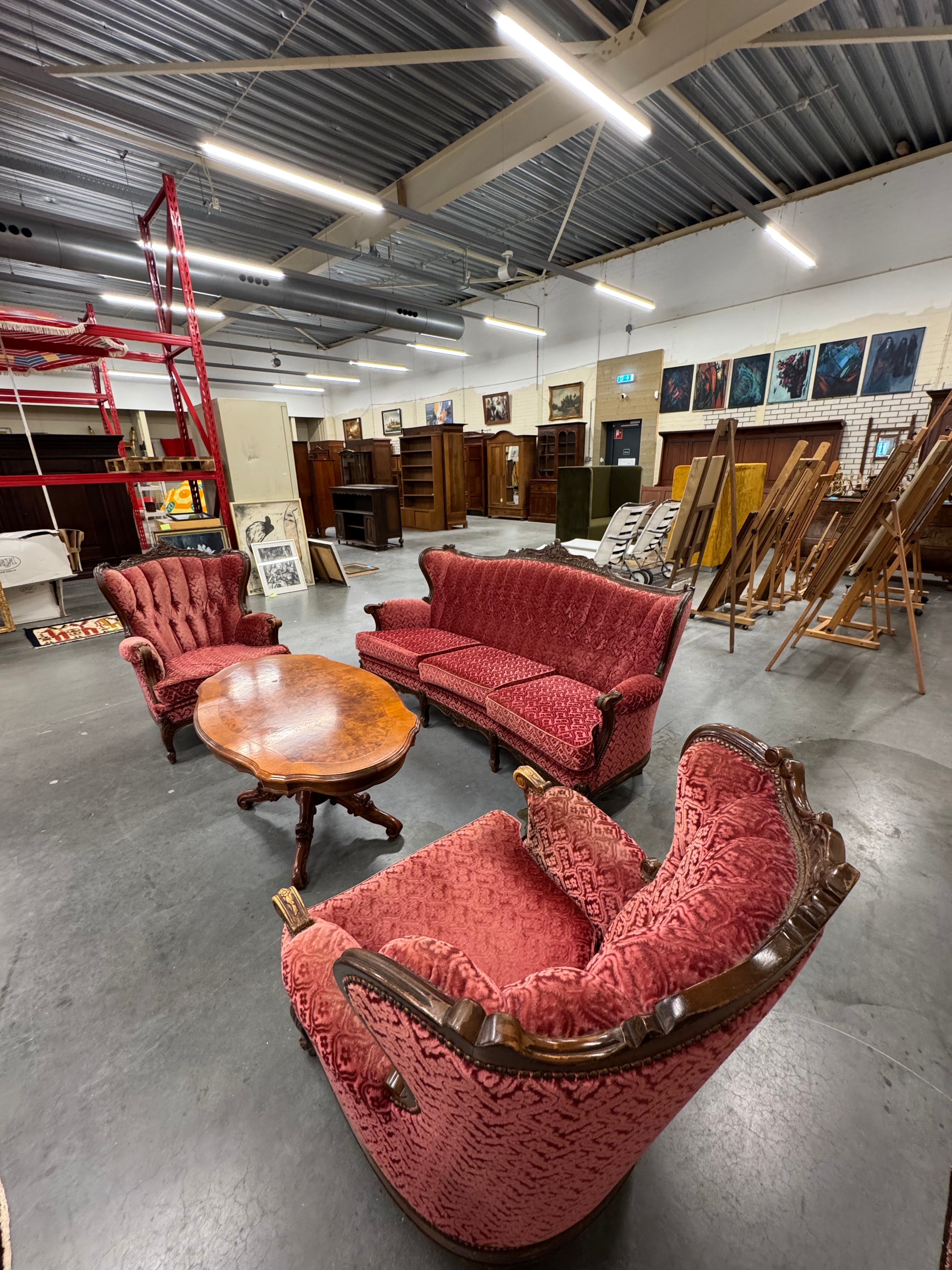 Barok unieke set bank en 2 stoelen