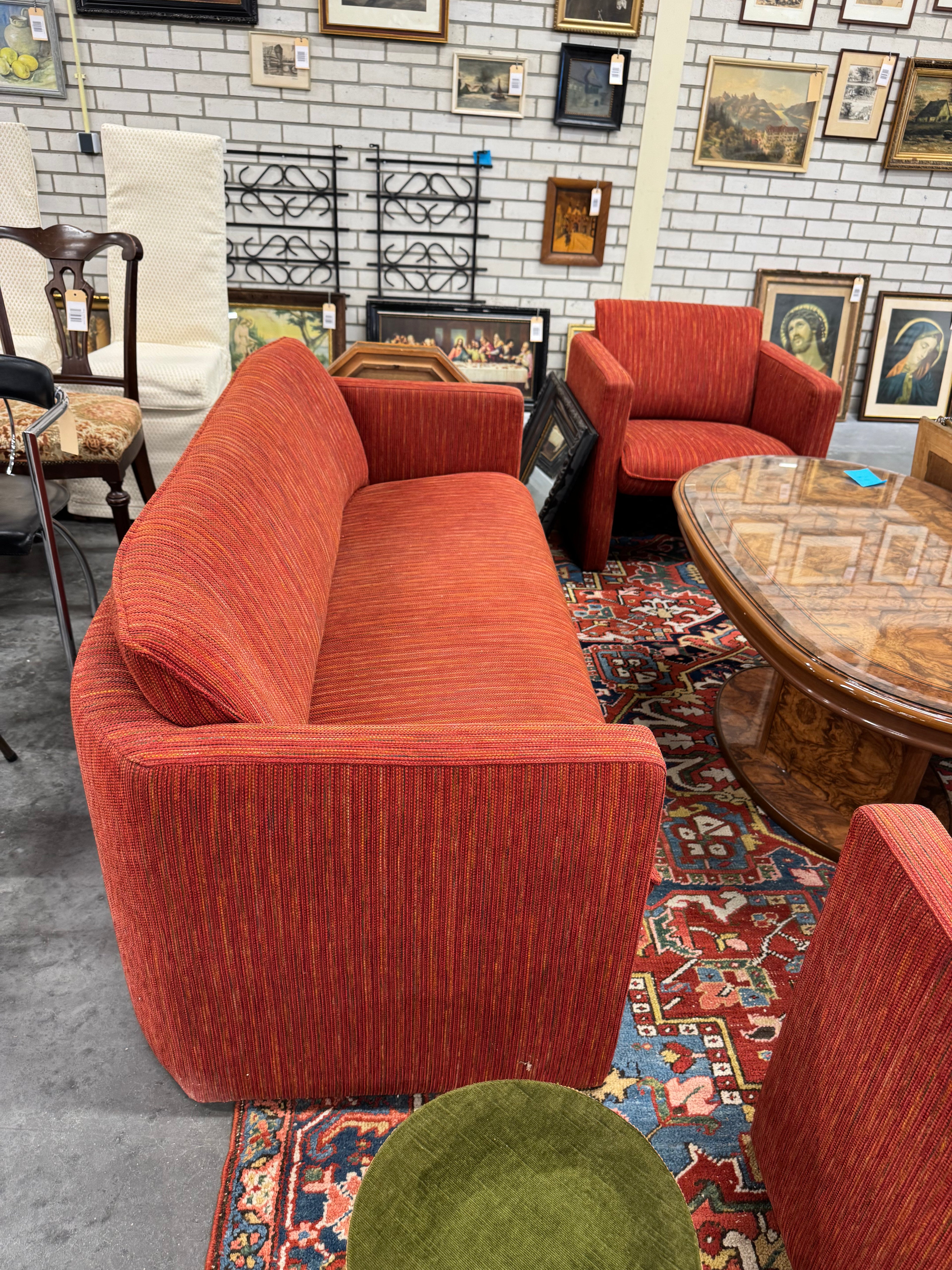 Steenrode set bank en 2 stoelen