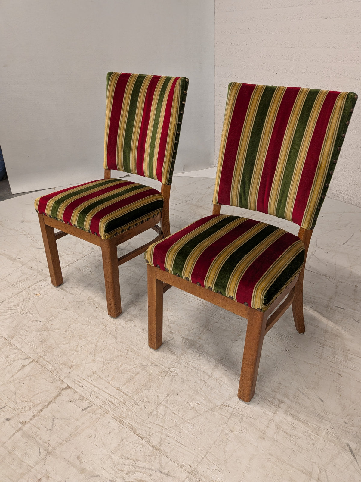Set van 2 stoelen streepvelours