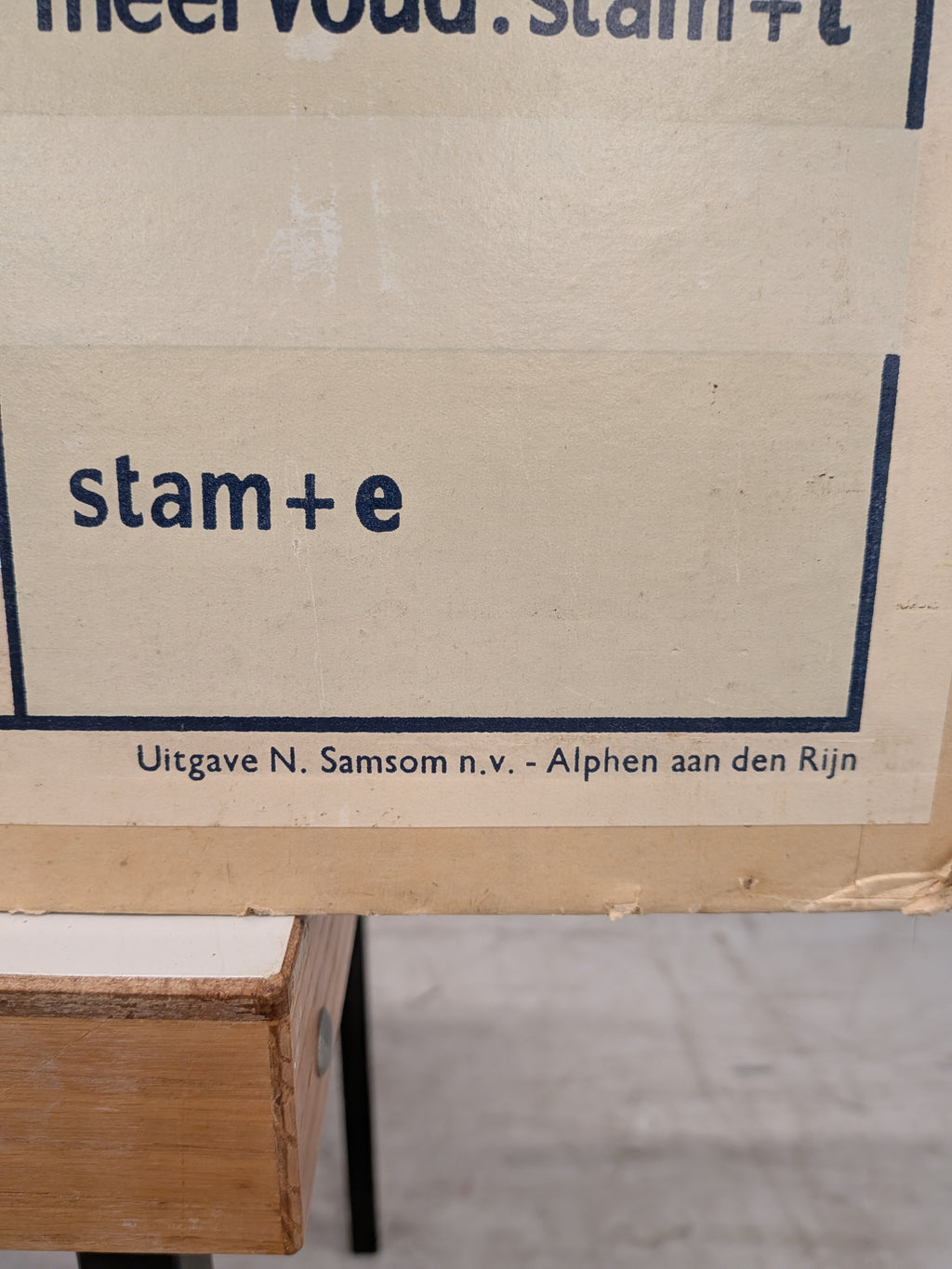 Vintage schoolplaat werkwoorden, met voetbalbord