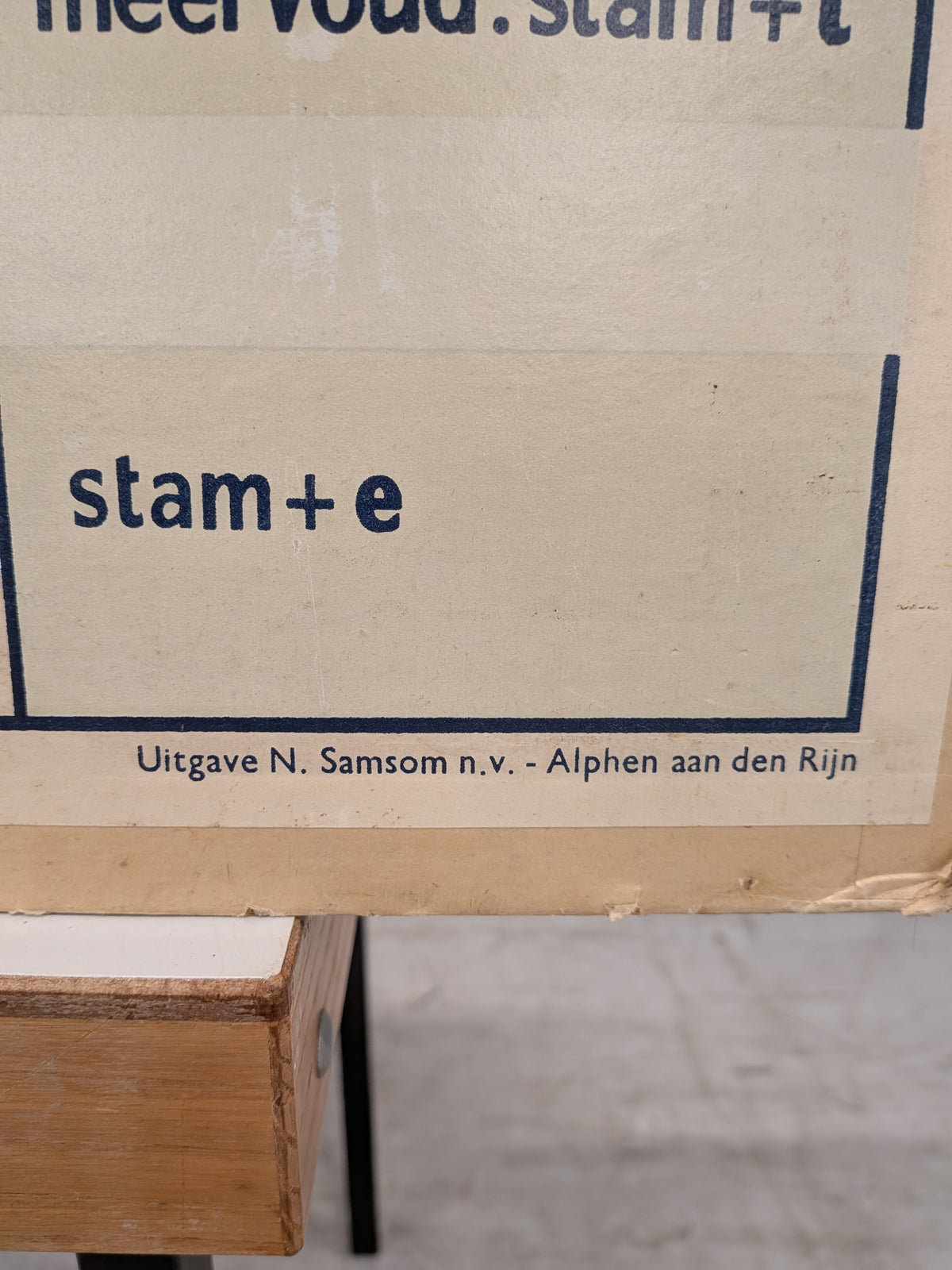 Vintage schoolplaat werkwoorden, met voetbalbord