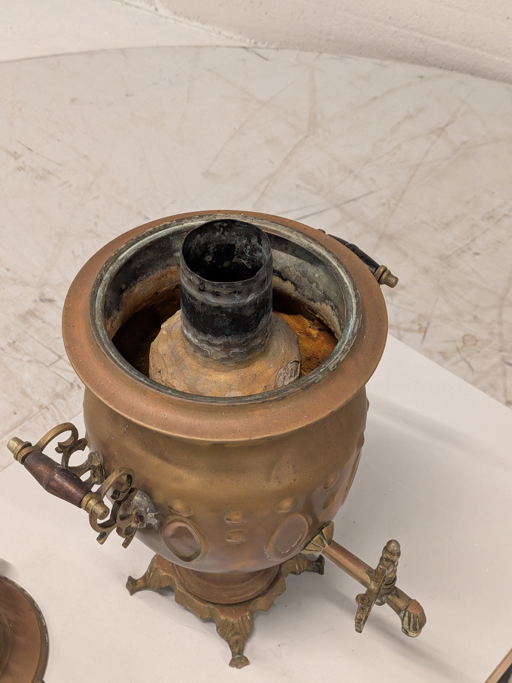 Messing samovar met theepotje