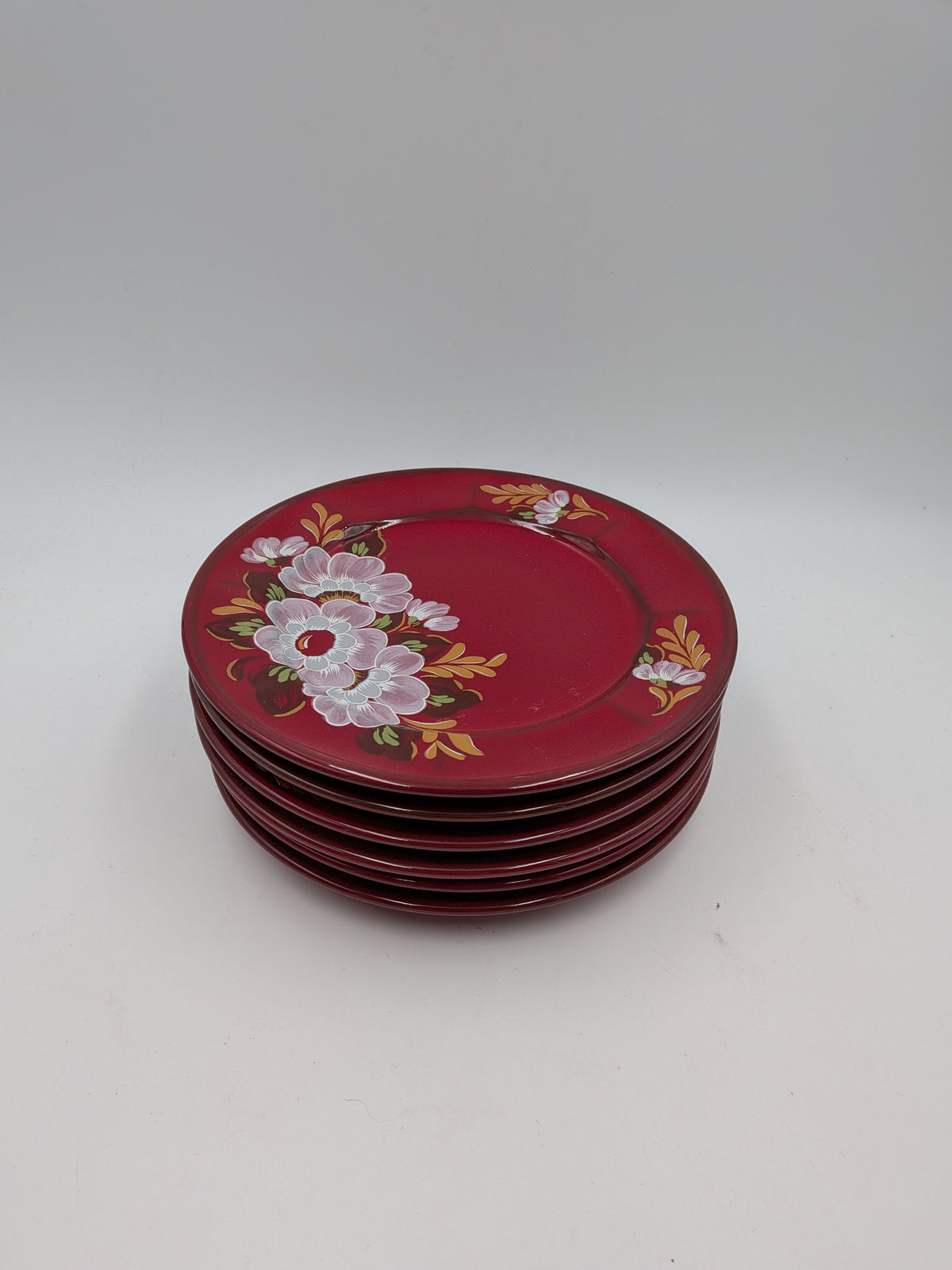 Winterling koffieservies, rood met bloemen (16-delig)